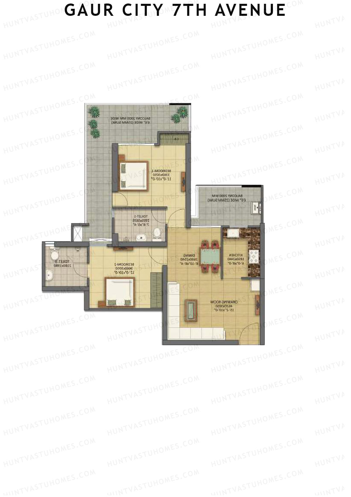 Gaur City 7Th Avenue Tower A Unit 1 (Type A) Floor Plan