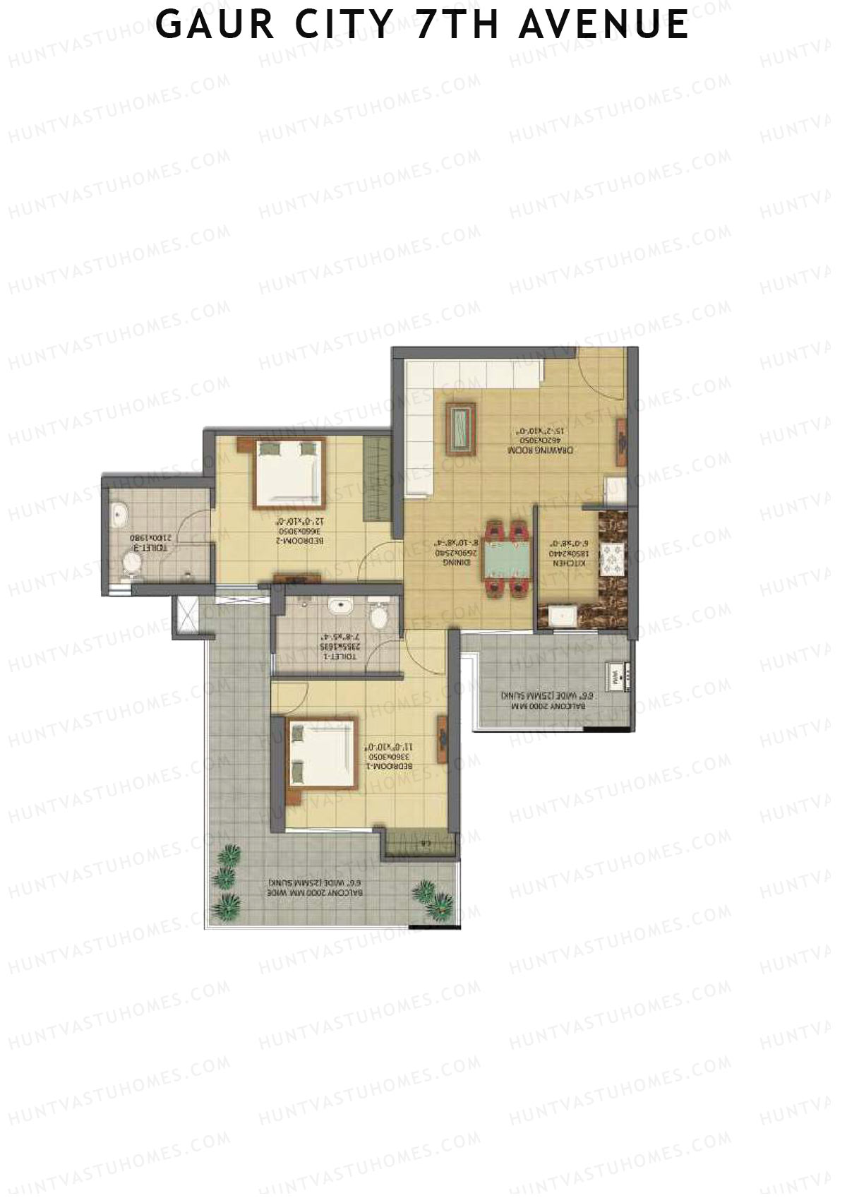 Gaur City 7Th Avenue Tower A Unit 4 (Type A) Floor Plan