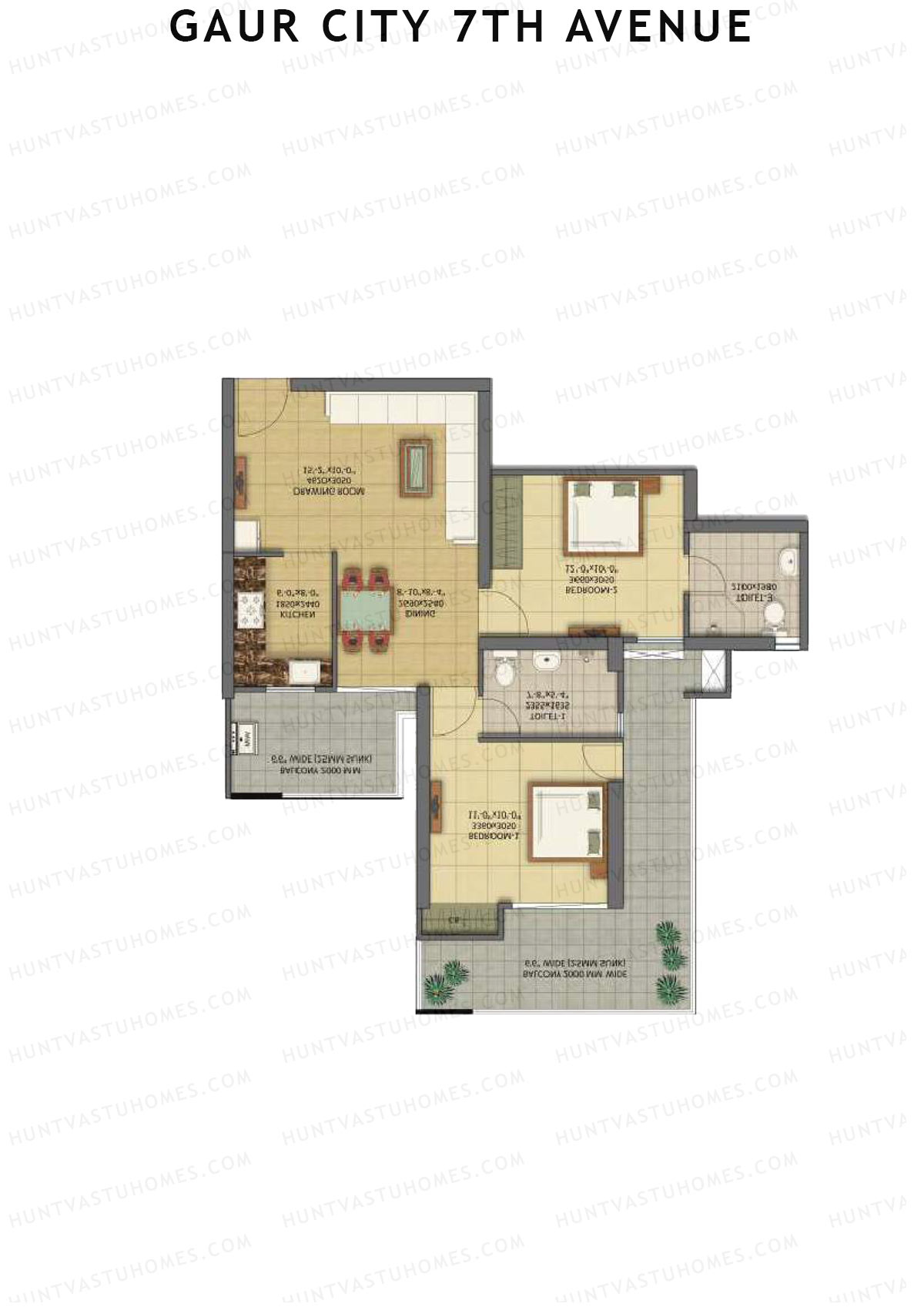 Gaur City 7Th Avenue Tower A Unit 5 (Type A) Floor Plan