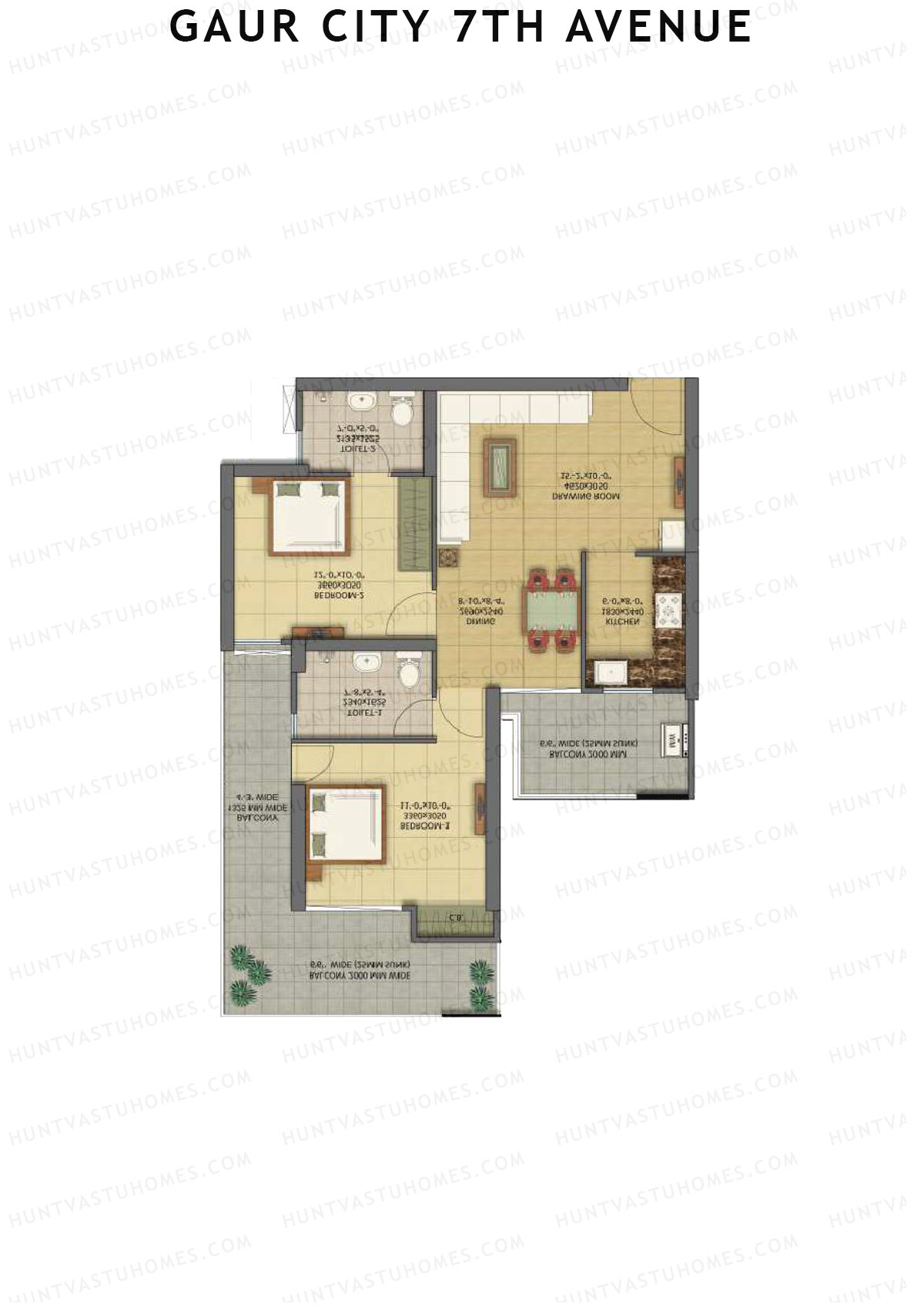 Gaur City 7Th Avenue Tower A Unit 6 (Type B) Floor Plan