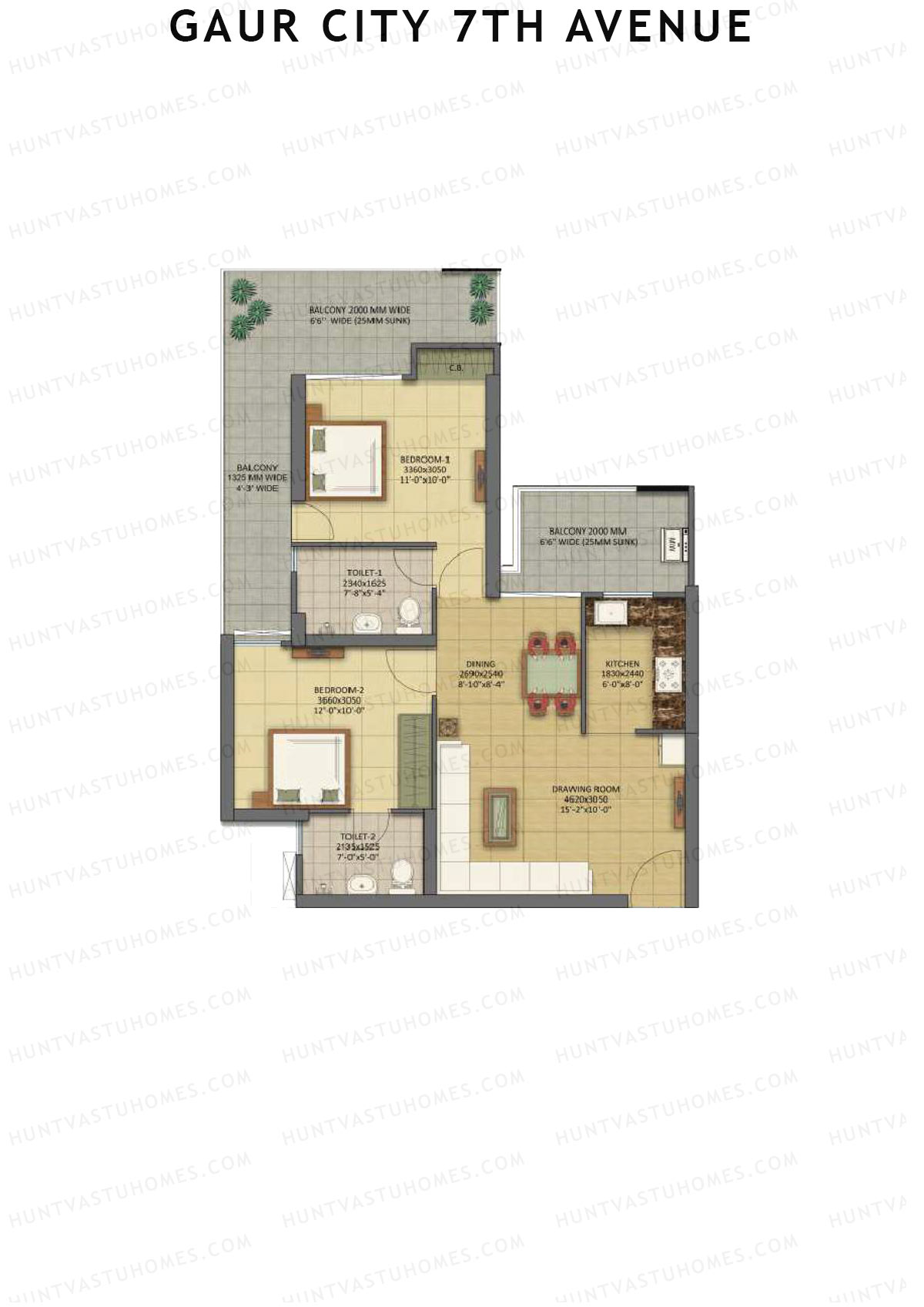 Gaur City 7Th Avenue Tower A Unit 7 (Type B) Floor Plan
