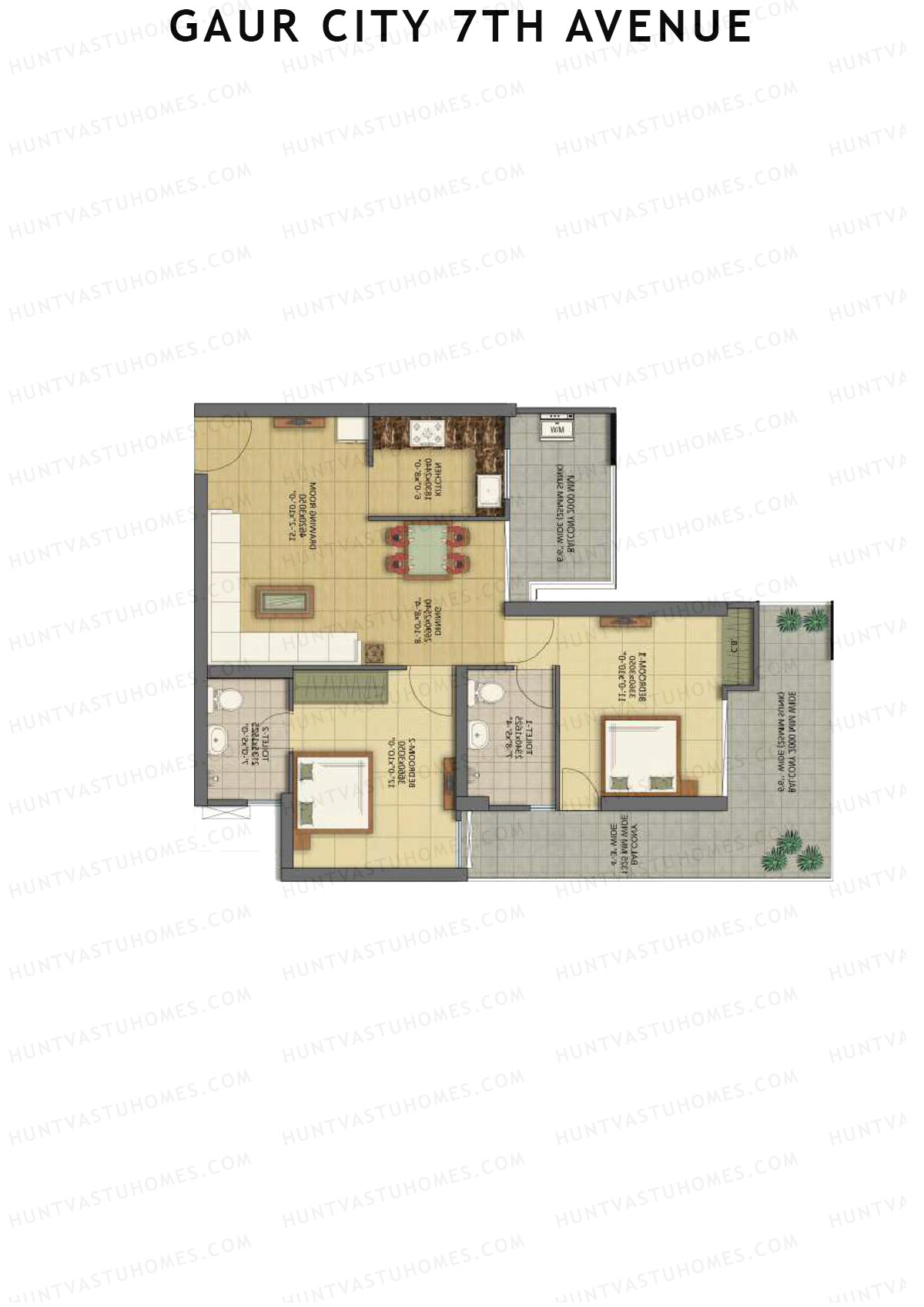 Gaur City 7Th Avenue Tower B Unit 10 (Type B) Floor Plan