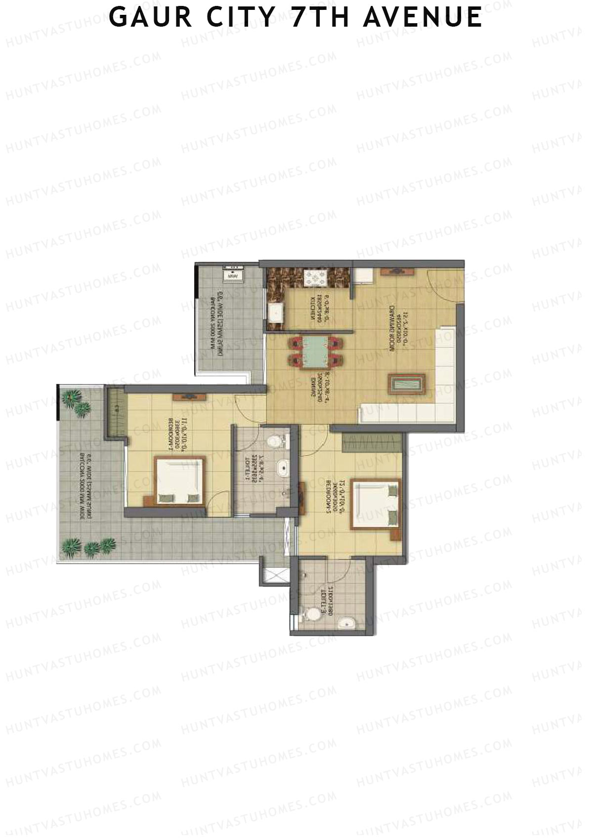 Gaur City 7Th Avenue Tower B Unit 14 (Type A) Floor Plan