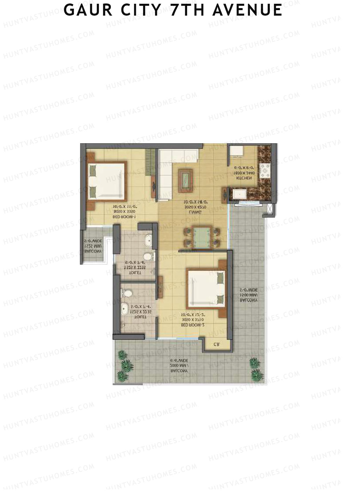 Gaur City 7Th Avenue Tower C Unit 18 (Type D) Floor Plan