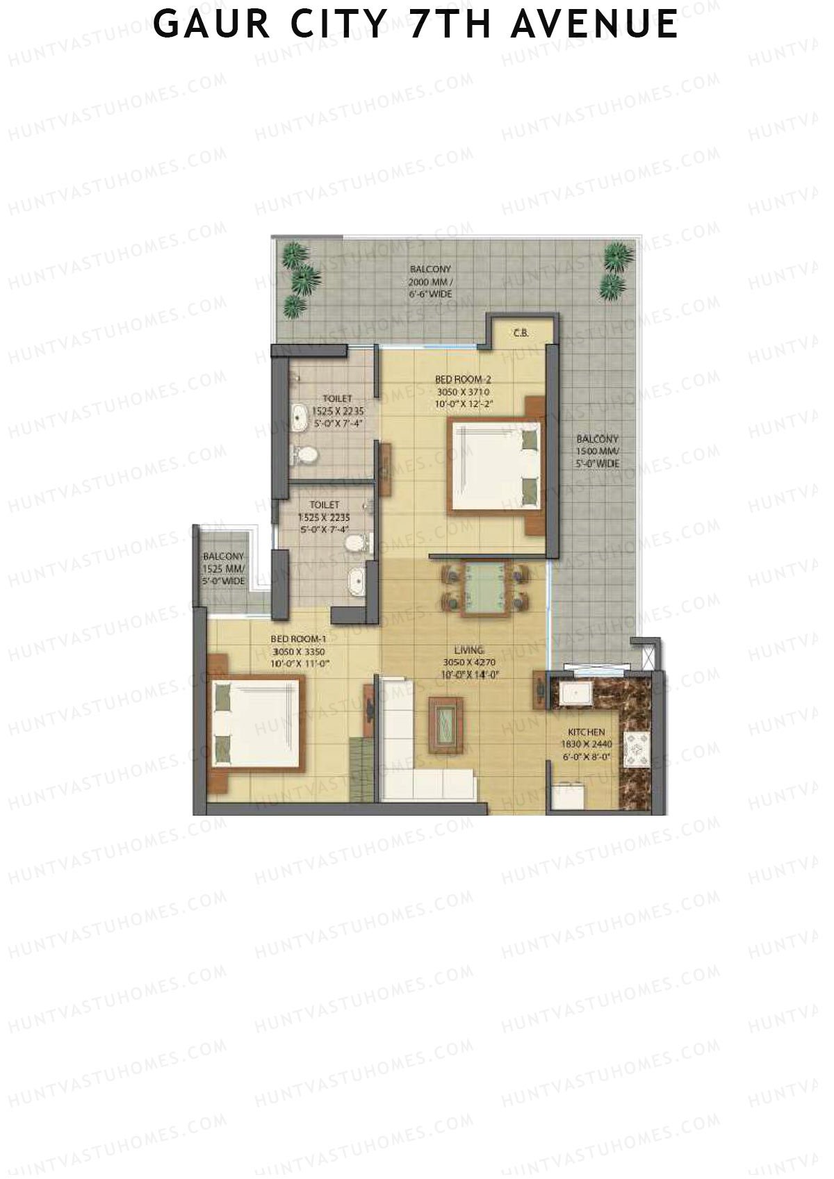 Gaur City 7Th Avenue Tower C Unit 21 (Type D) Floor Plan