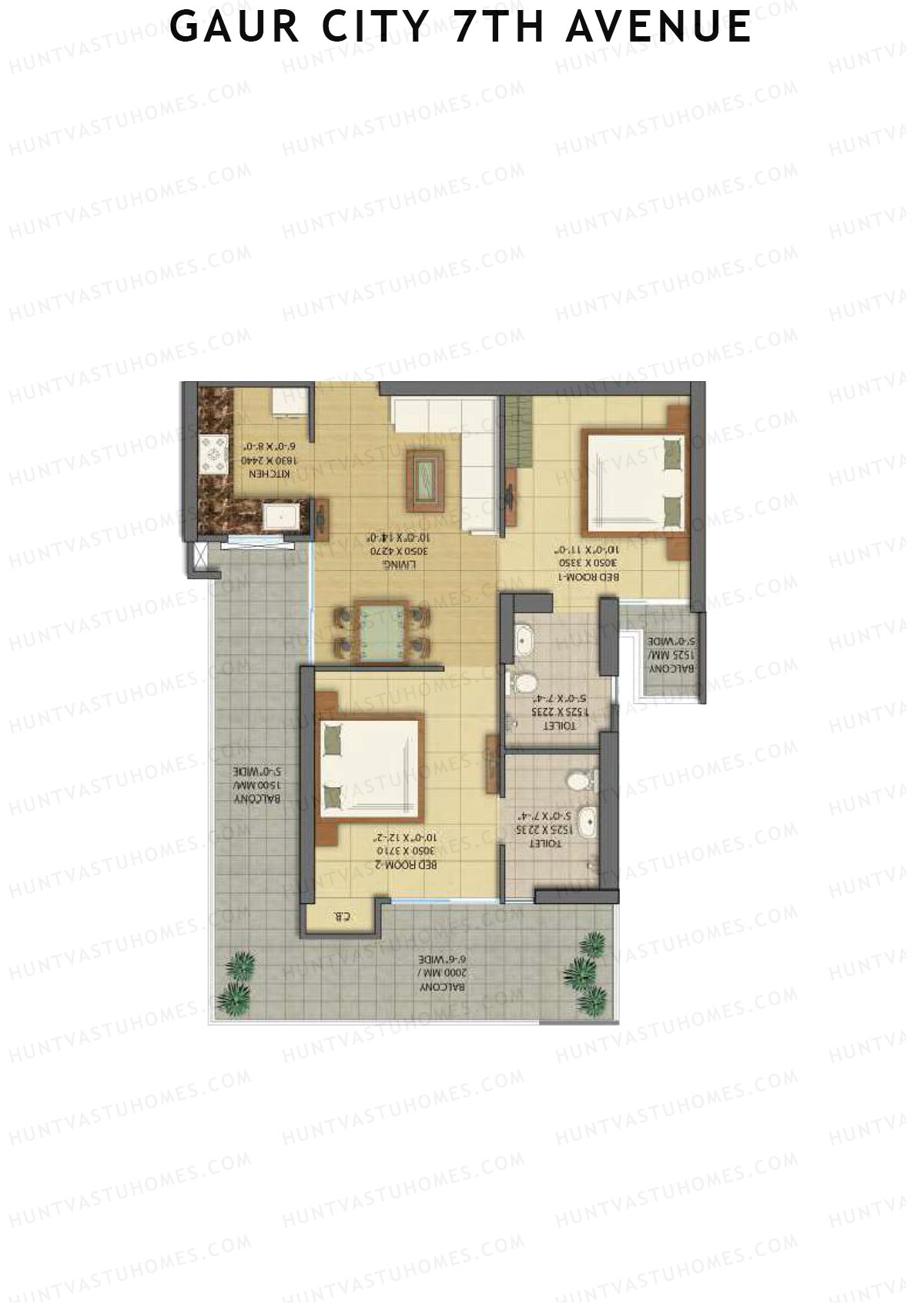 Gaur City 7Th Avenue Tower C Unit 25 (Type D) Floor Plan