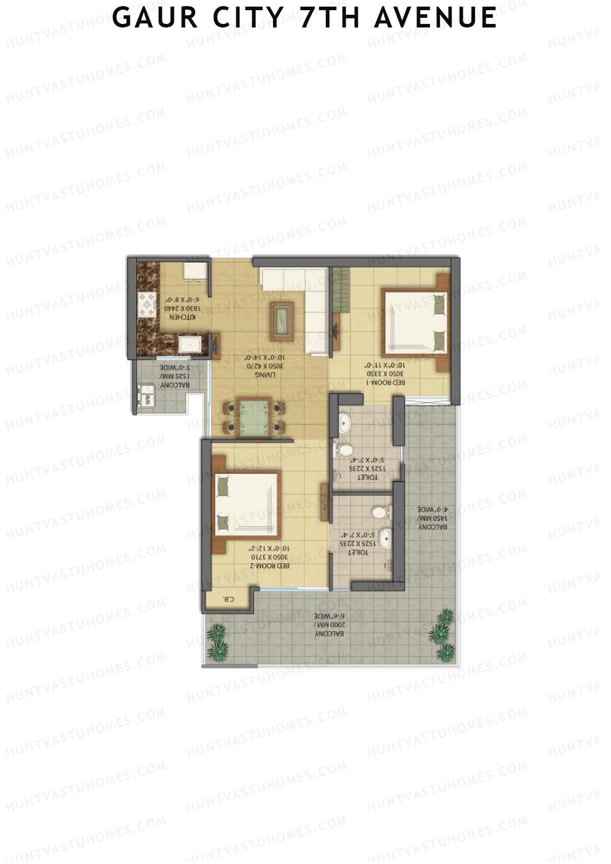 Gaur City 7Th Avenue Tower D Unit 32 (Type C) Floor Plan