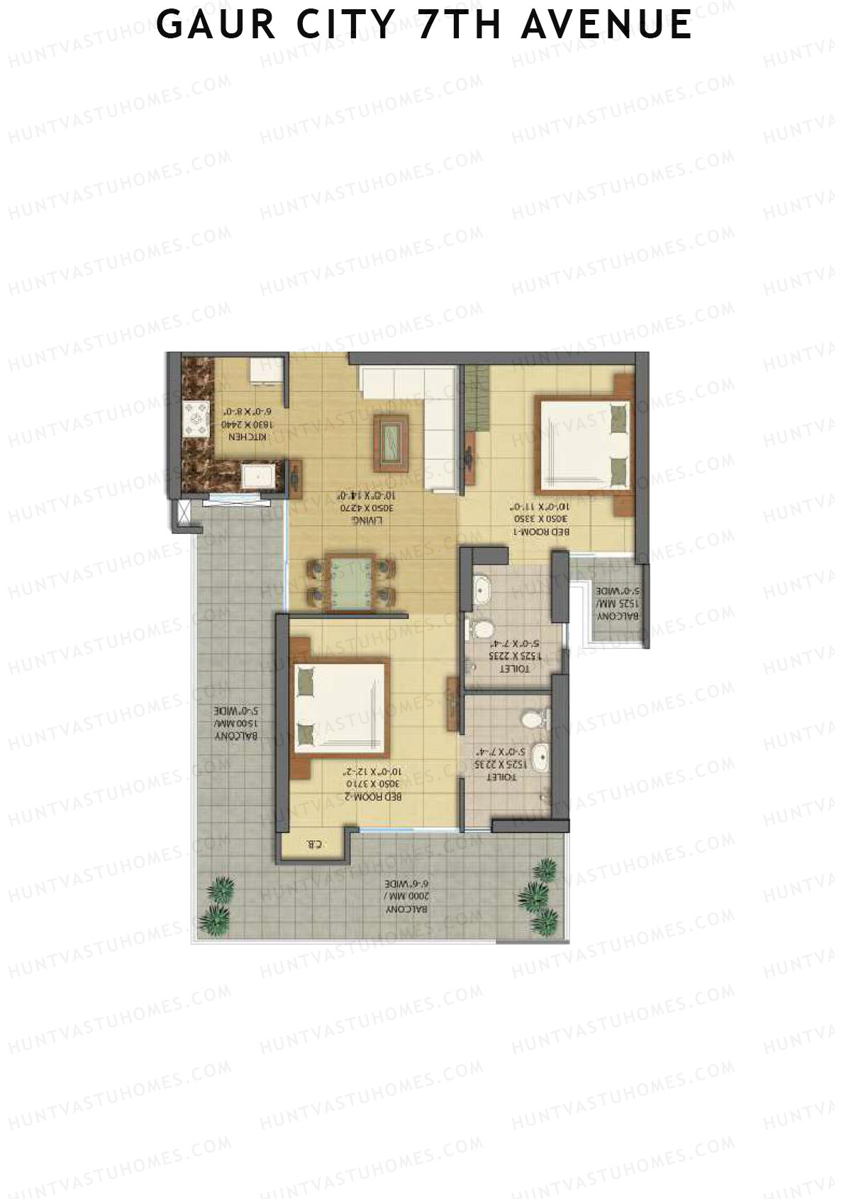 Gaur City 7Th Avenue Tower D Unit 33 (Type D) Floor Plan
