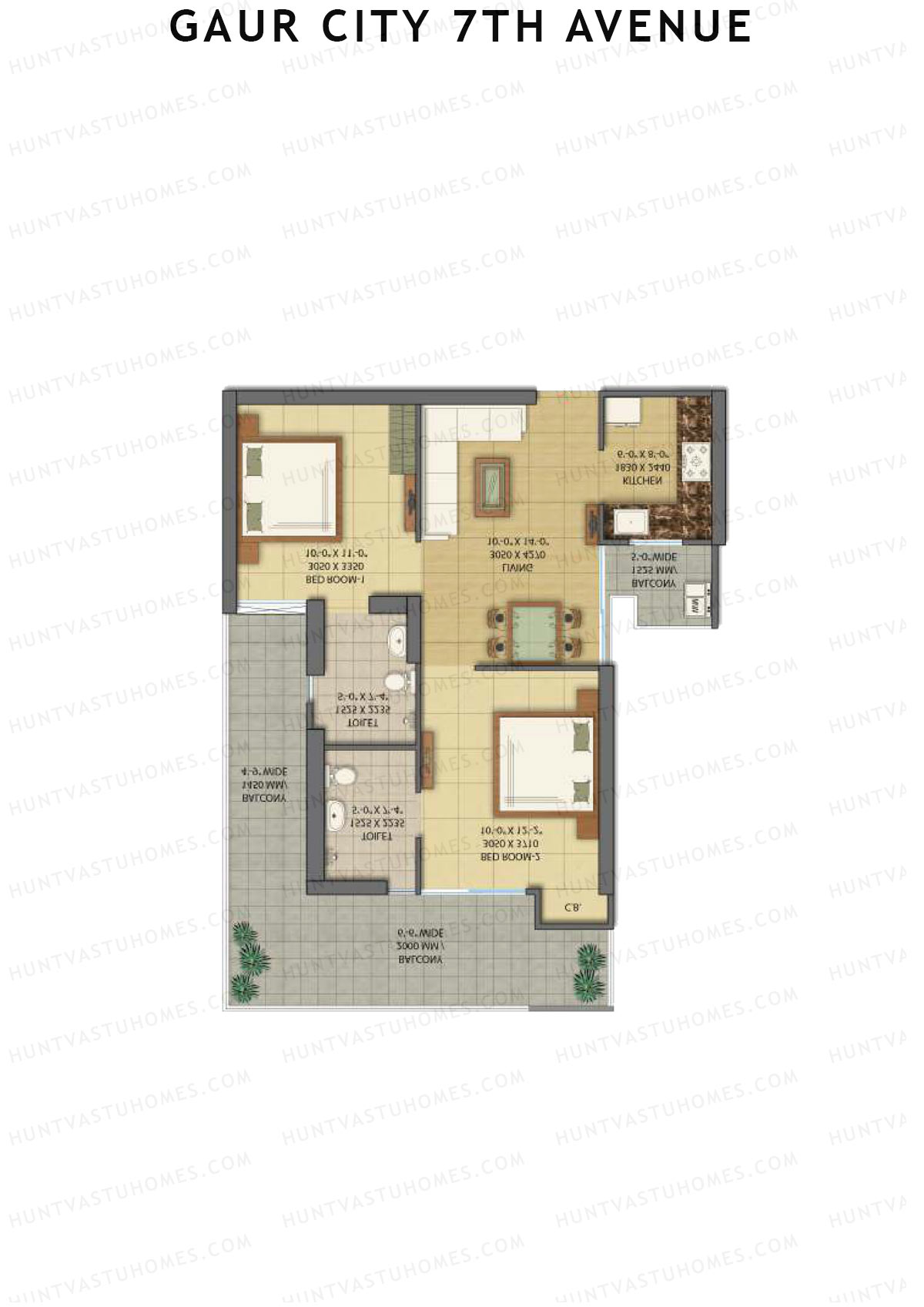 Gaur City 7Th Avenue Tower E Unit 35 (Type C) Floor Plan
