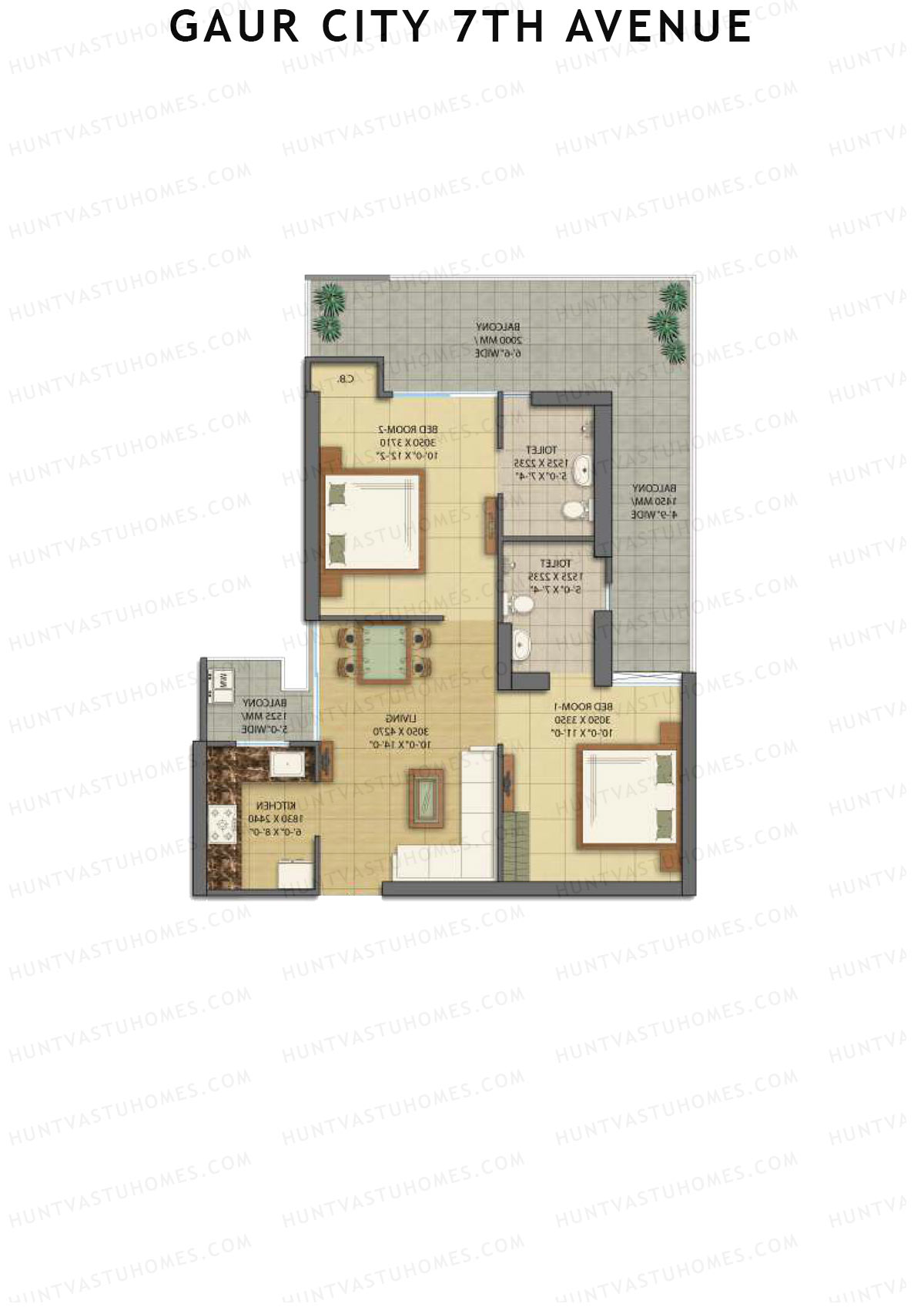 Gaur City 7Th Avenue Tower E Unit 39 (Type C) Floor Plan