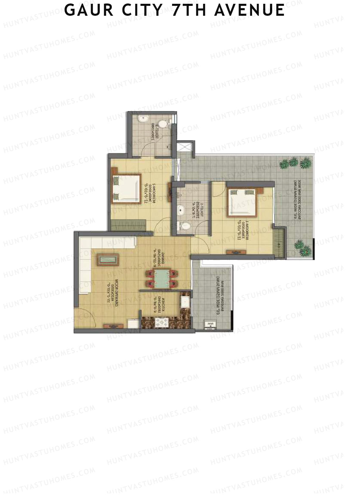 Gaur City 7Th Avenue Tower H Unit 62 (Type A) Floor Plan
