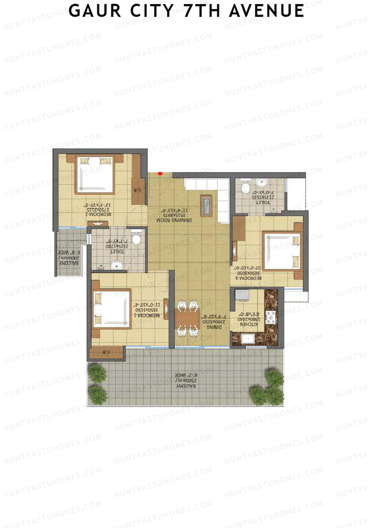 Gaur City 7Th Avenue Tower I Unit 68 (Type F) Floor Plan