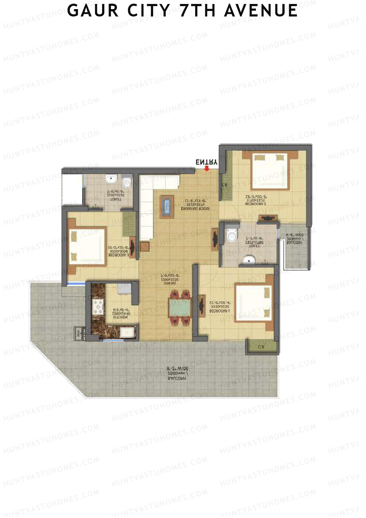 Gaur City 7Th Avenue Tower I Unit 71 (Type G) Floor Plan