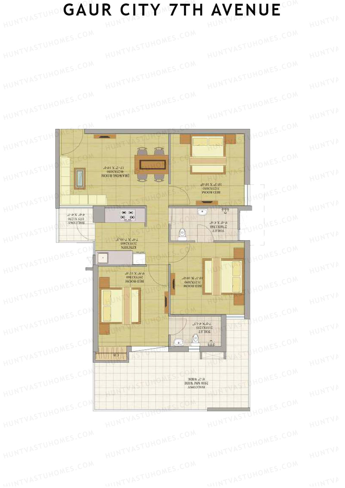 Gaur City 7Th Avenue Tower L Unit 98 (Type J) Floor Plan