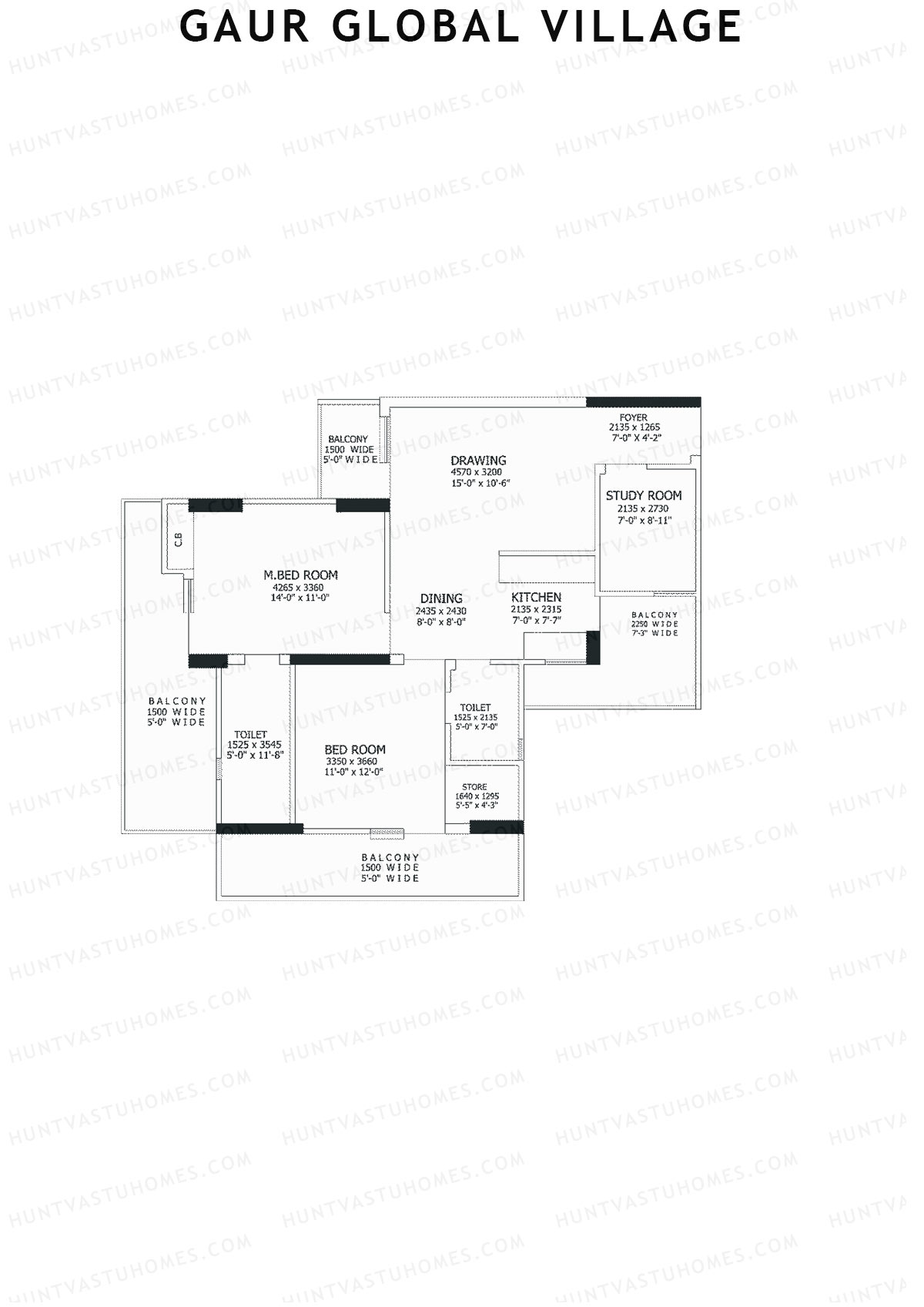 Gaur Global Village Tower E Unit 35 Floor Plan