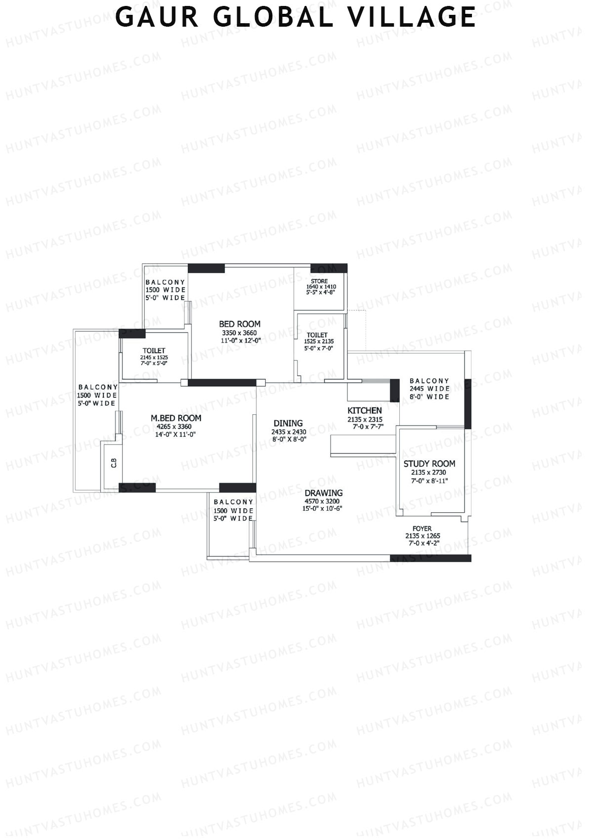 Gaur Global Village Tower E Unit 36 Floor Plan