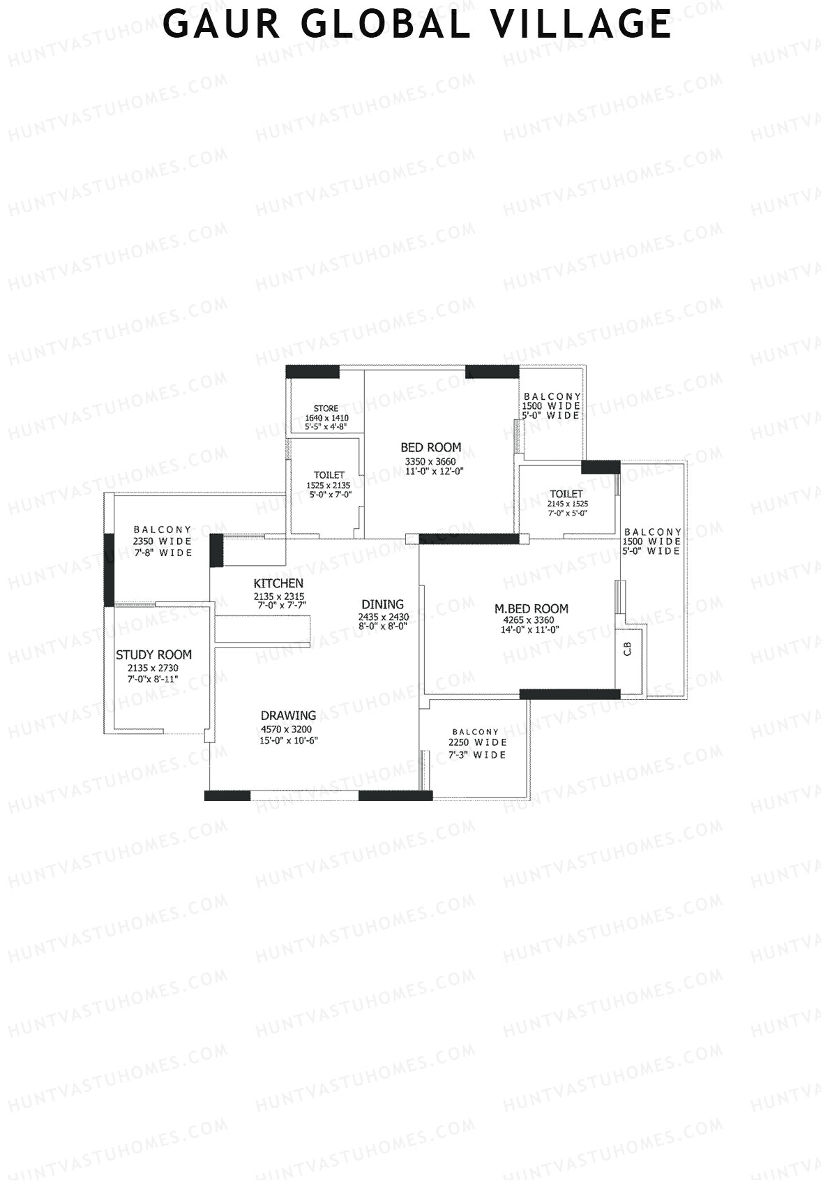 Gaur Global Village Tower E Unit 37 Floor Plan