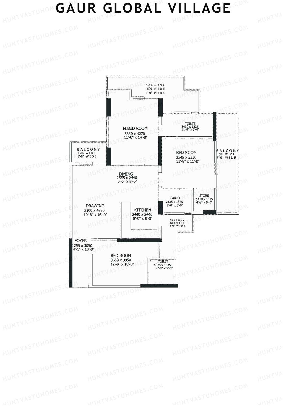 Gaur Global Village Tower E Unit 40 Floor Plan