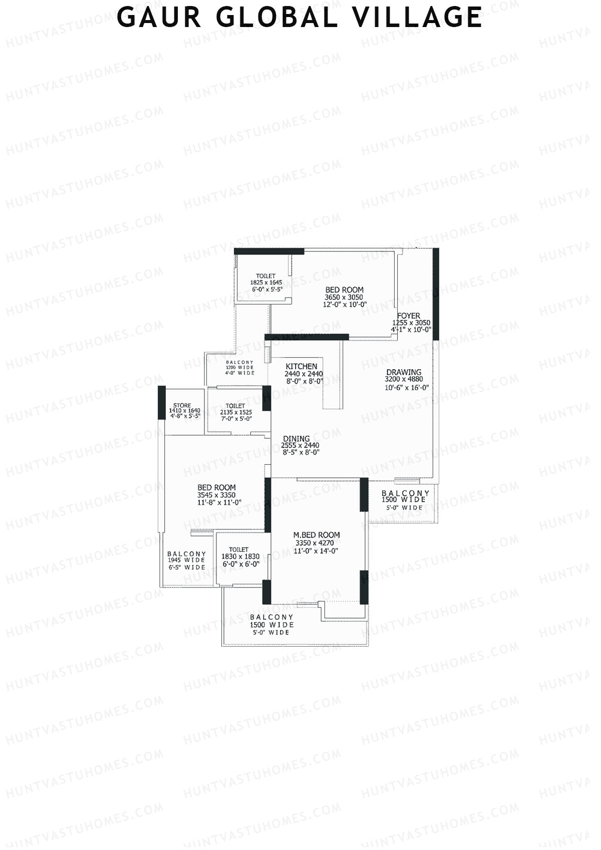 Gaur Global Village Tower E Unit 41 Floor Plan