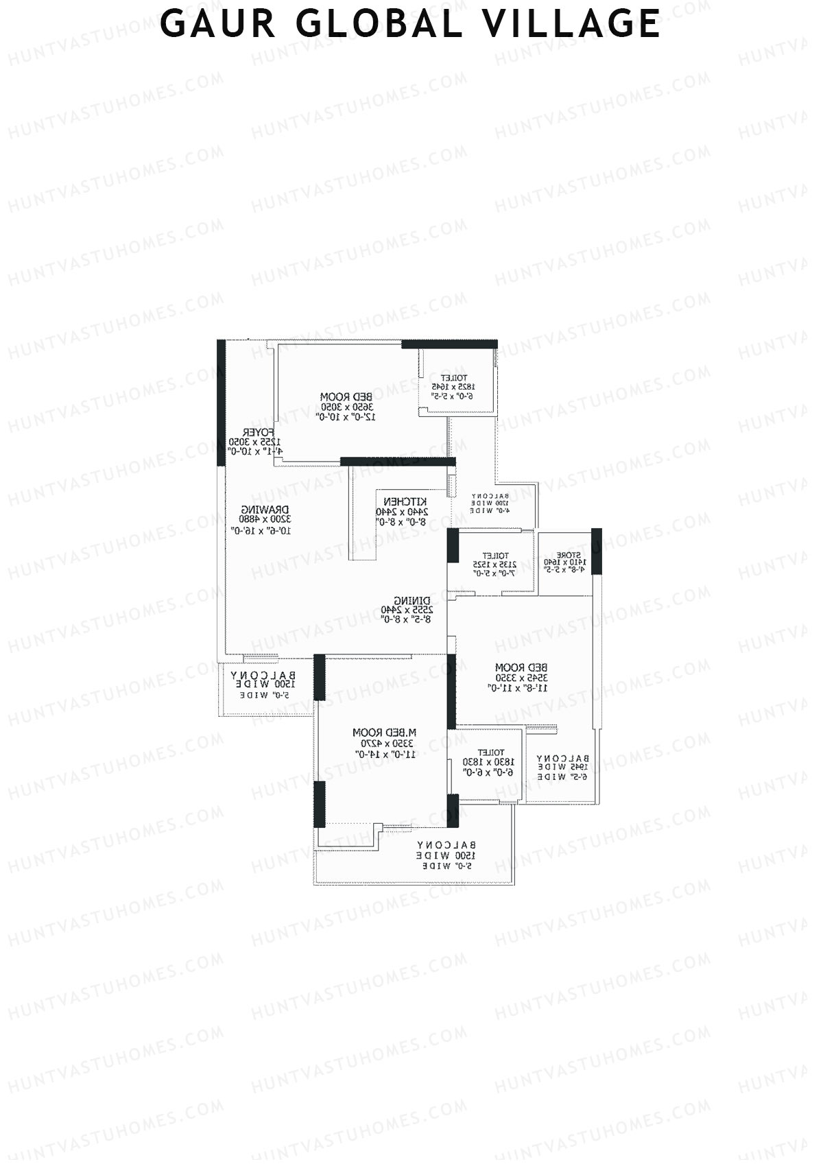 Gaur Global Village Tower E Unit 42 Floor Plan