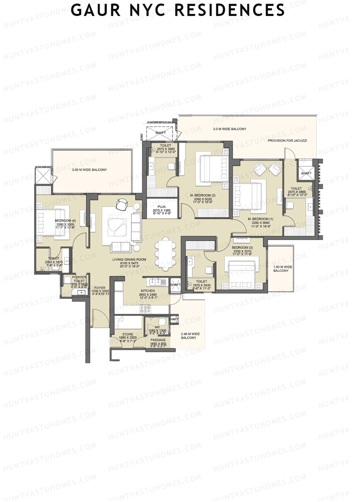 Gaur NYC Residences Astor Unit 3 Floor Plan