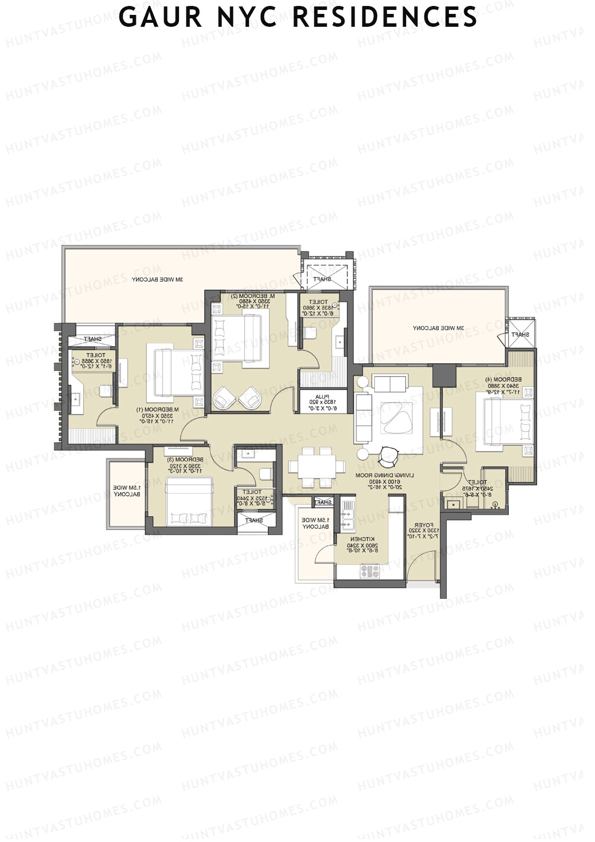Gaur NYC Residences Bloomberg Unit 15 Floor Plan