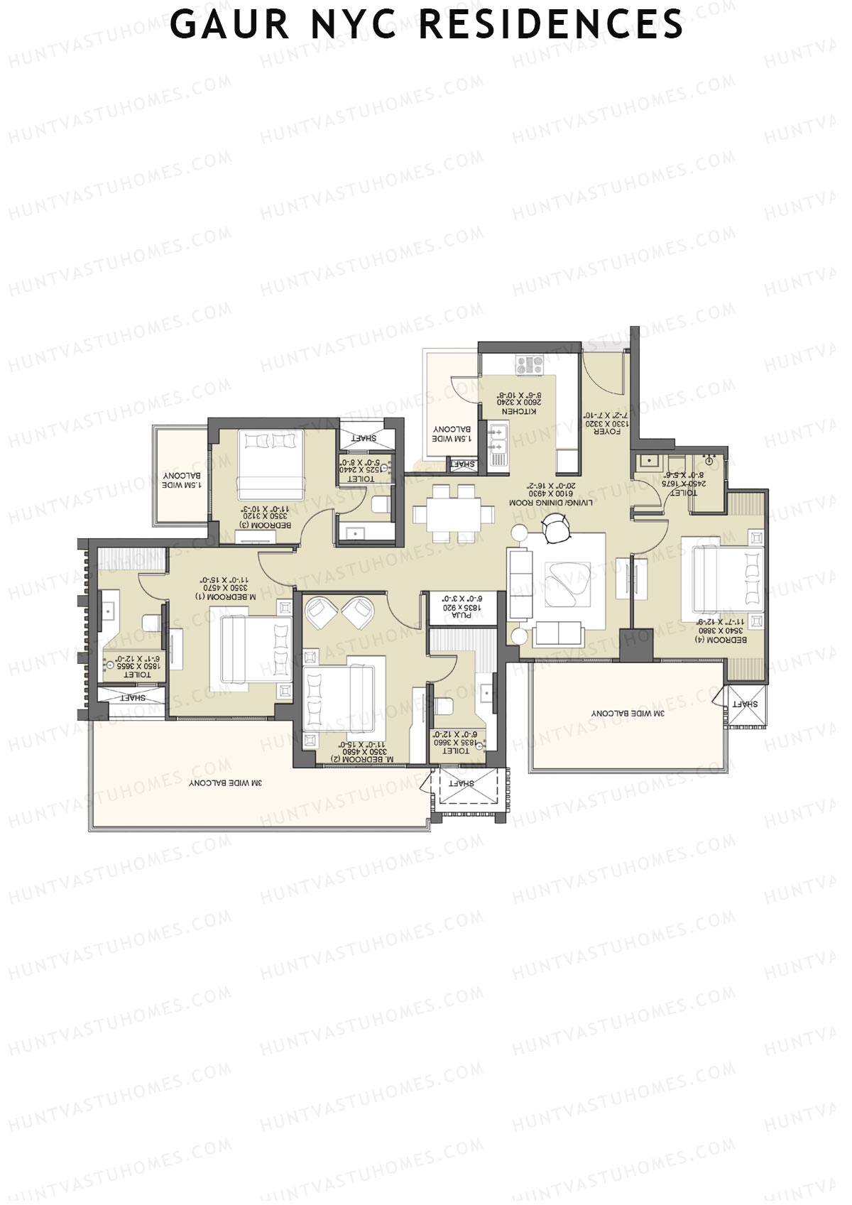 Gaur NYC Residences Bloomberg Unit 16 Floor Plan