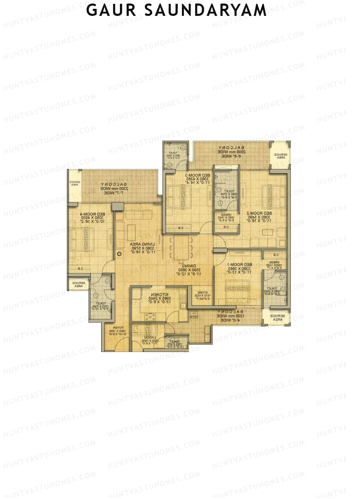 Gaur Saundaryam Amantha Unit 91 (Type K1) Floor Plan