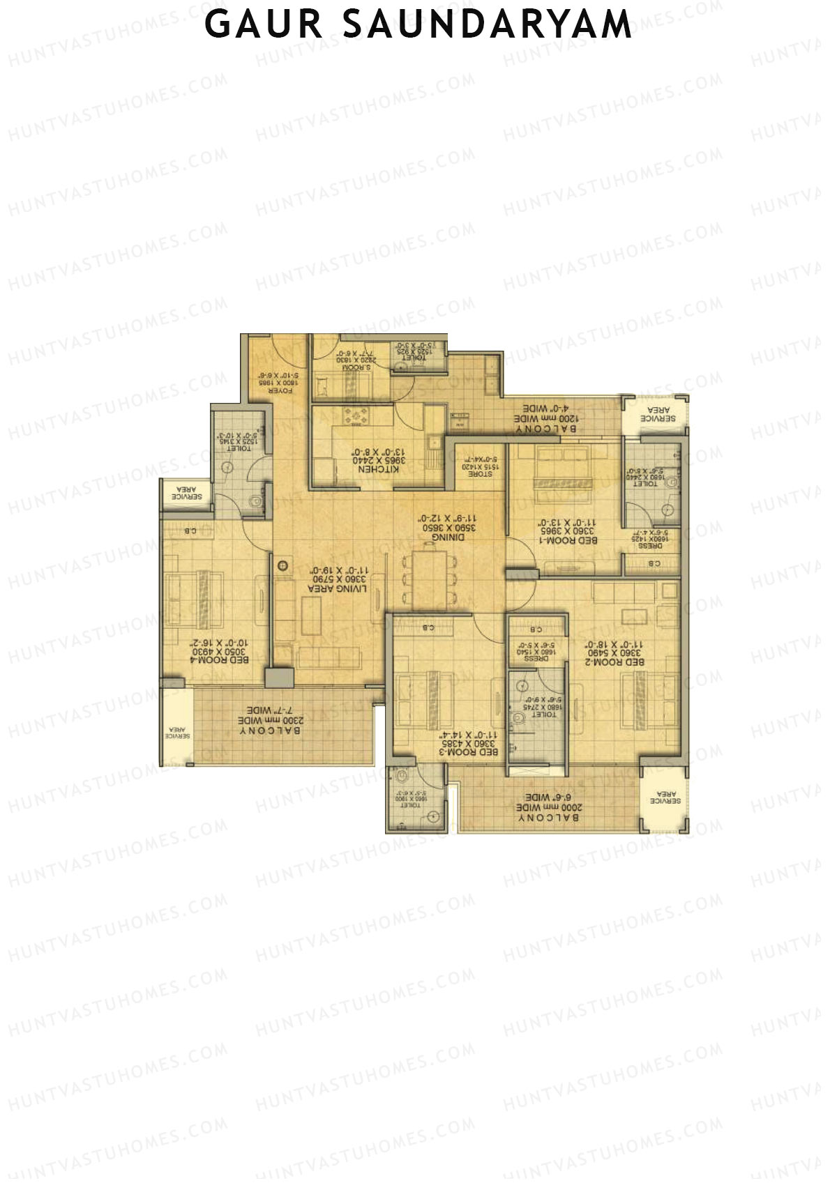 Gaur Saundaryam Amantha Unit 92 (Type K1) Floor Plan