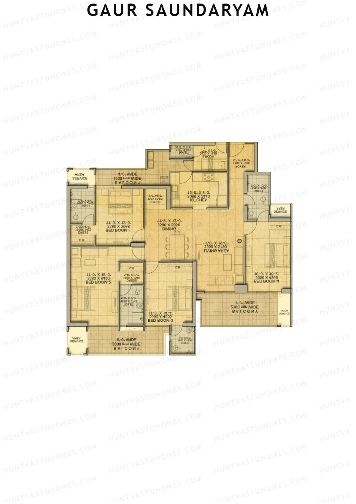 Gaur Saundaryam Amantha Unit 93 (Type K1) Floor Plan