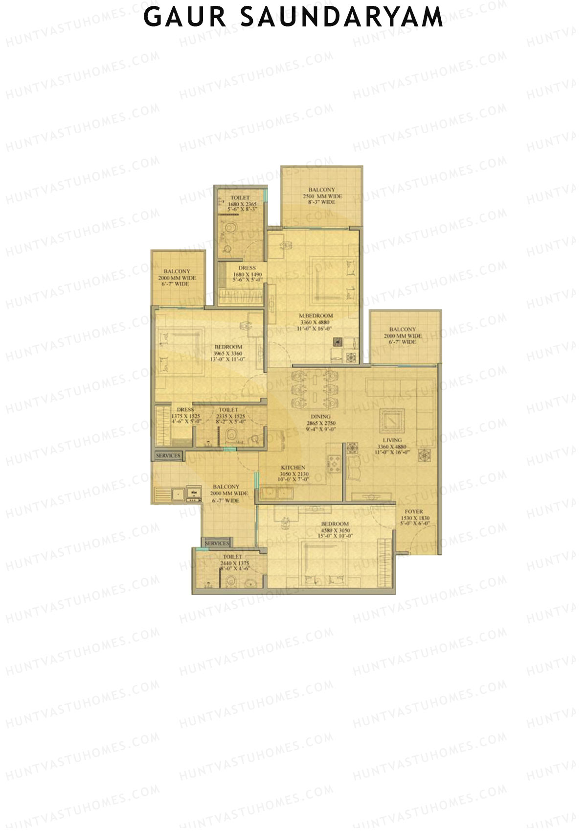 Gaur Saundaryam Aster Unit 86 (Type S8) Floor Plan