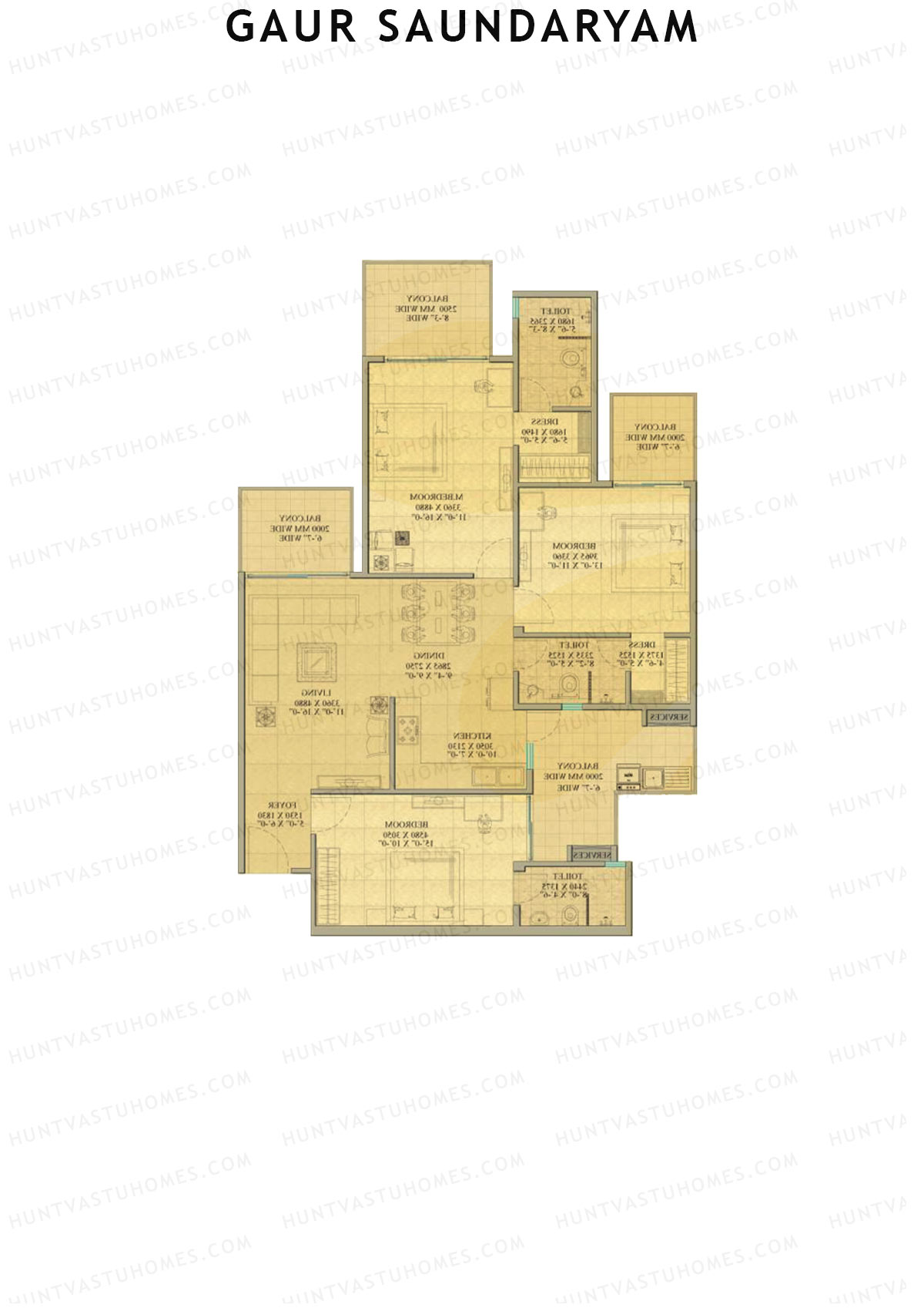 Gaur Saundaryam Aster Unit 87 (Type S8) Floor Plan
