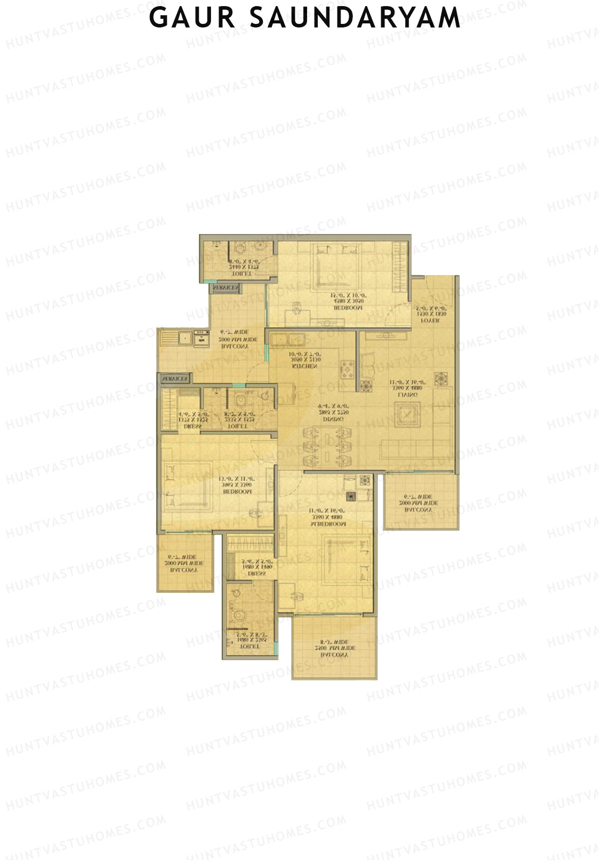 Gaur Saundaryam Aster Unit 89 (Type S8) Floor Plan