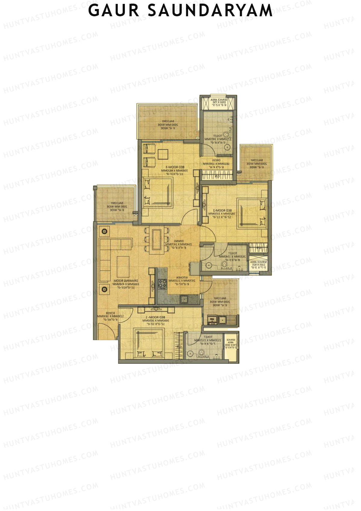 Gaur Saundaryam Blossom Unit 69 (Type S7) Floor Plan