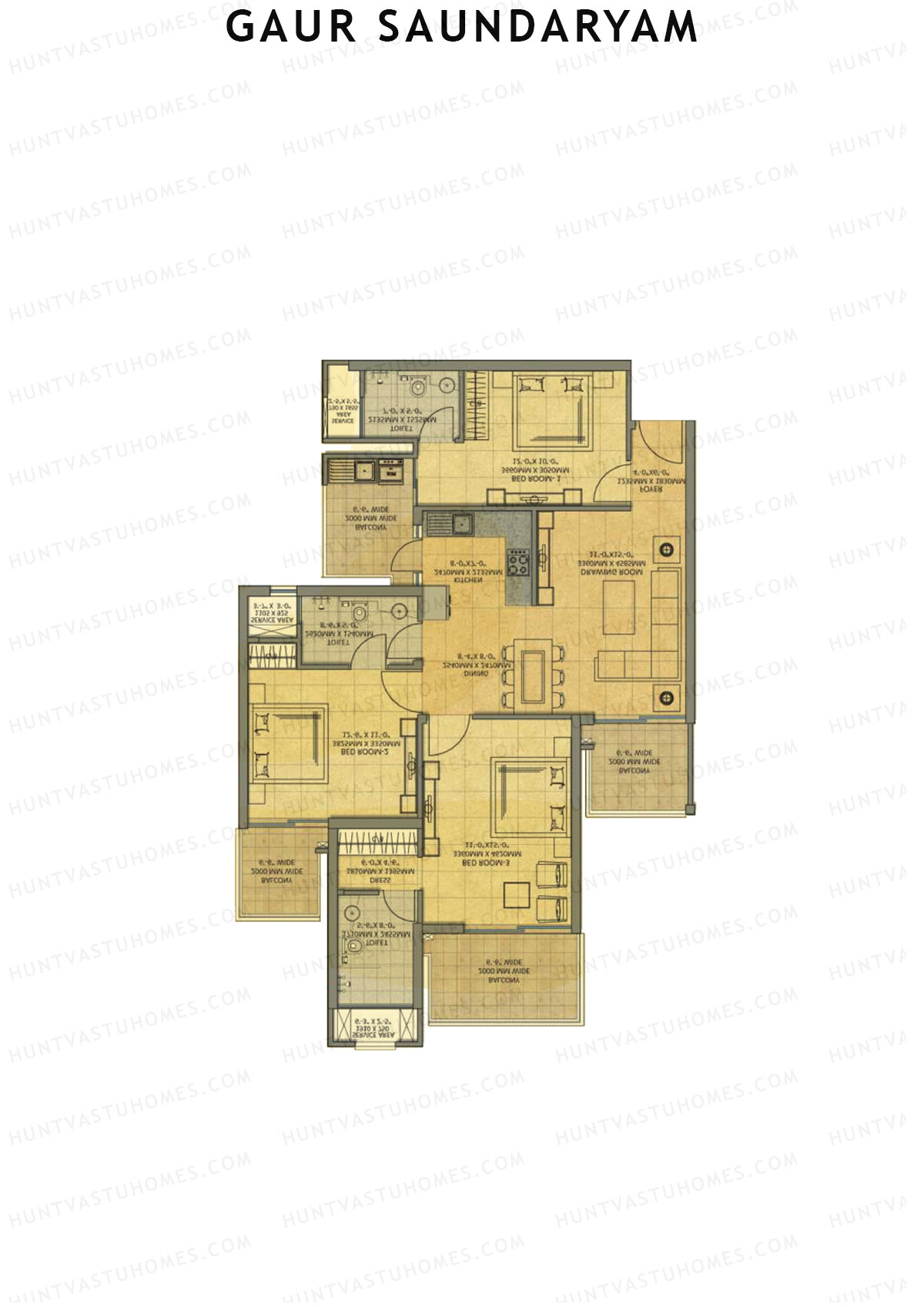 Gaur Saundaryam Blossom Unit 73 (Type S7) Floor Plan