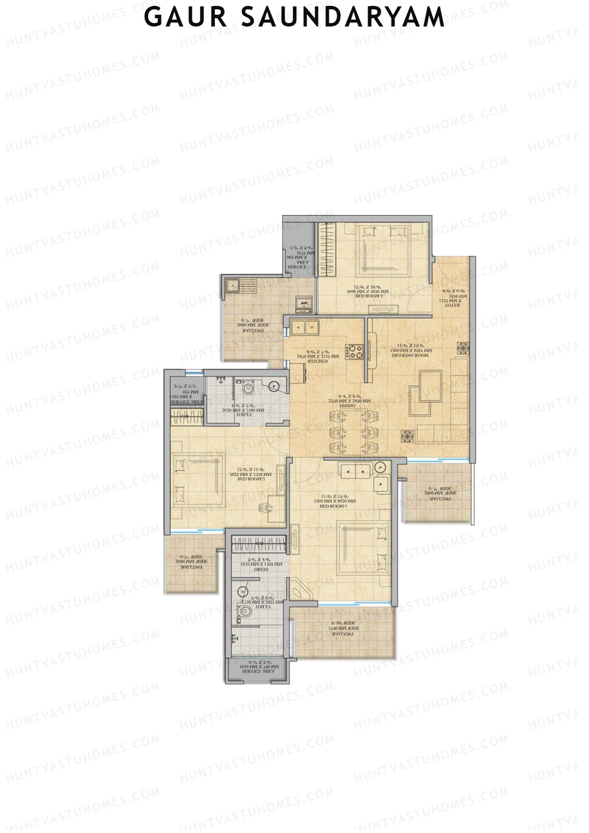 Gaur Saundaryam Bluebell Unit 45 (Type S6S) Floor Plan