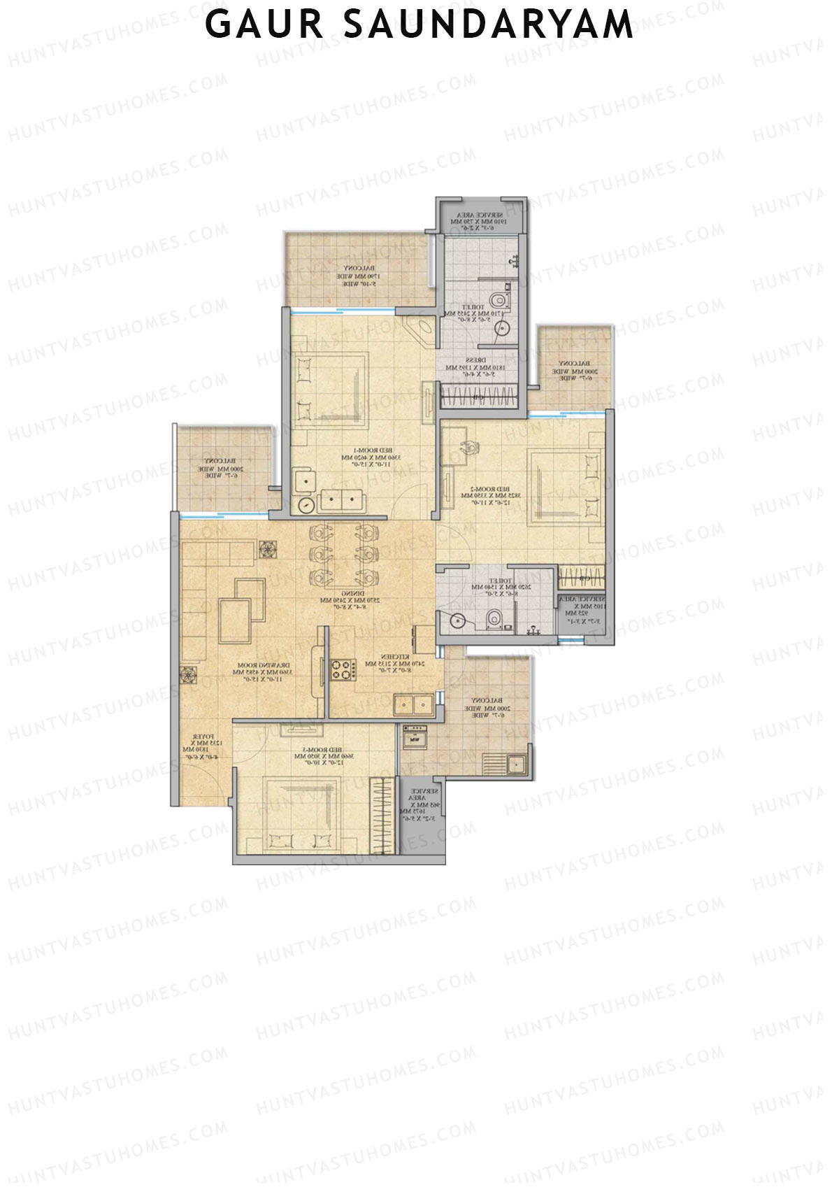 Gaur Saundaryam Bluebell Unit 47 (Type S6S) Floor Plan