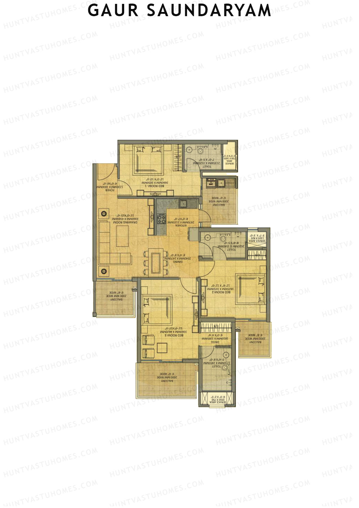 Gaur Saundaryam Jasmine Unit 78 (Type S7) Floor Plan