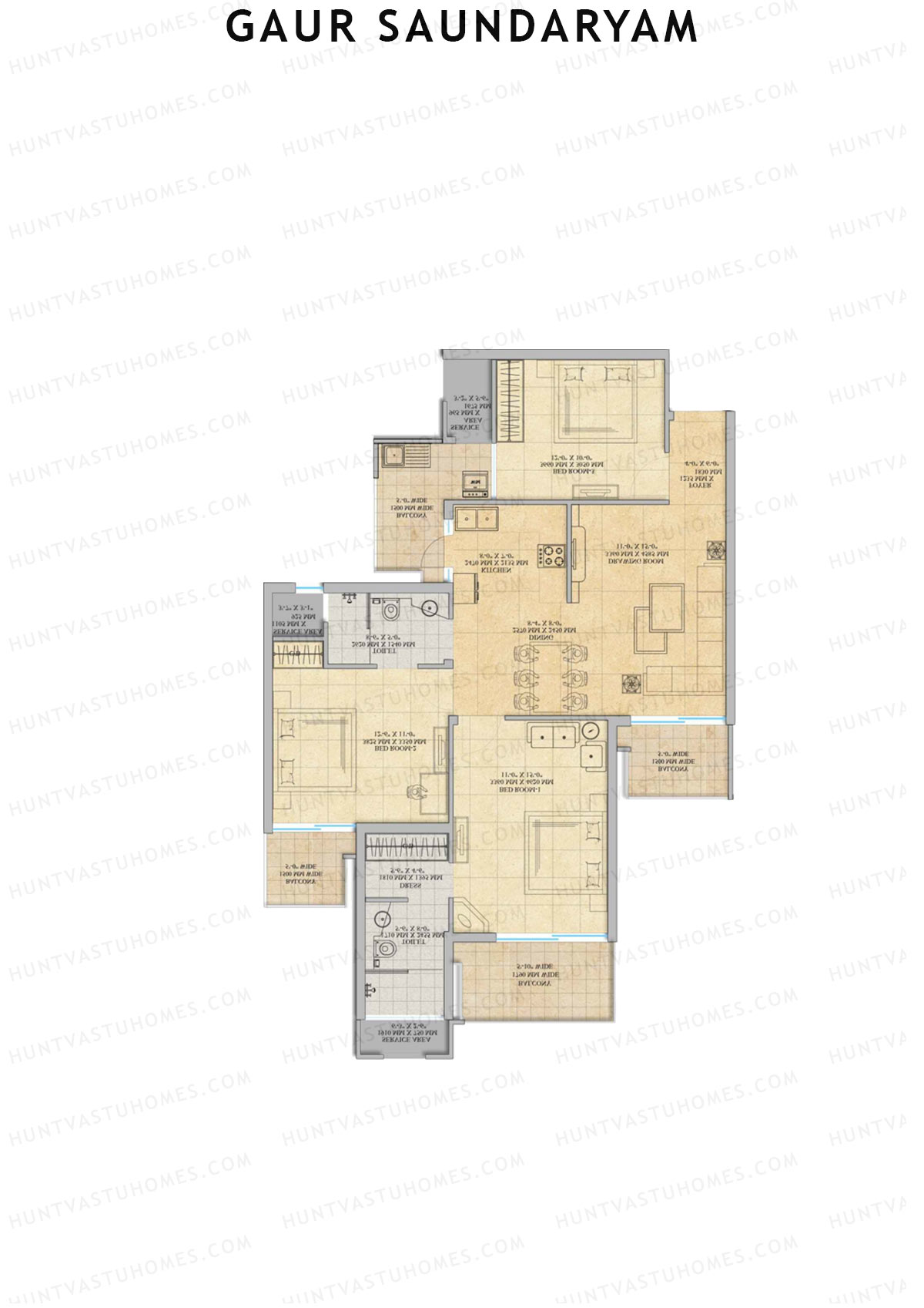 Gaur Saundaryam Magnolia Unit 51 (Type S6) Floor Plan