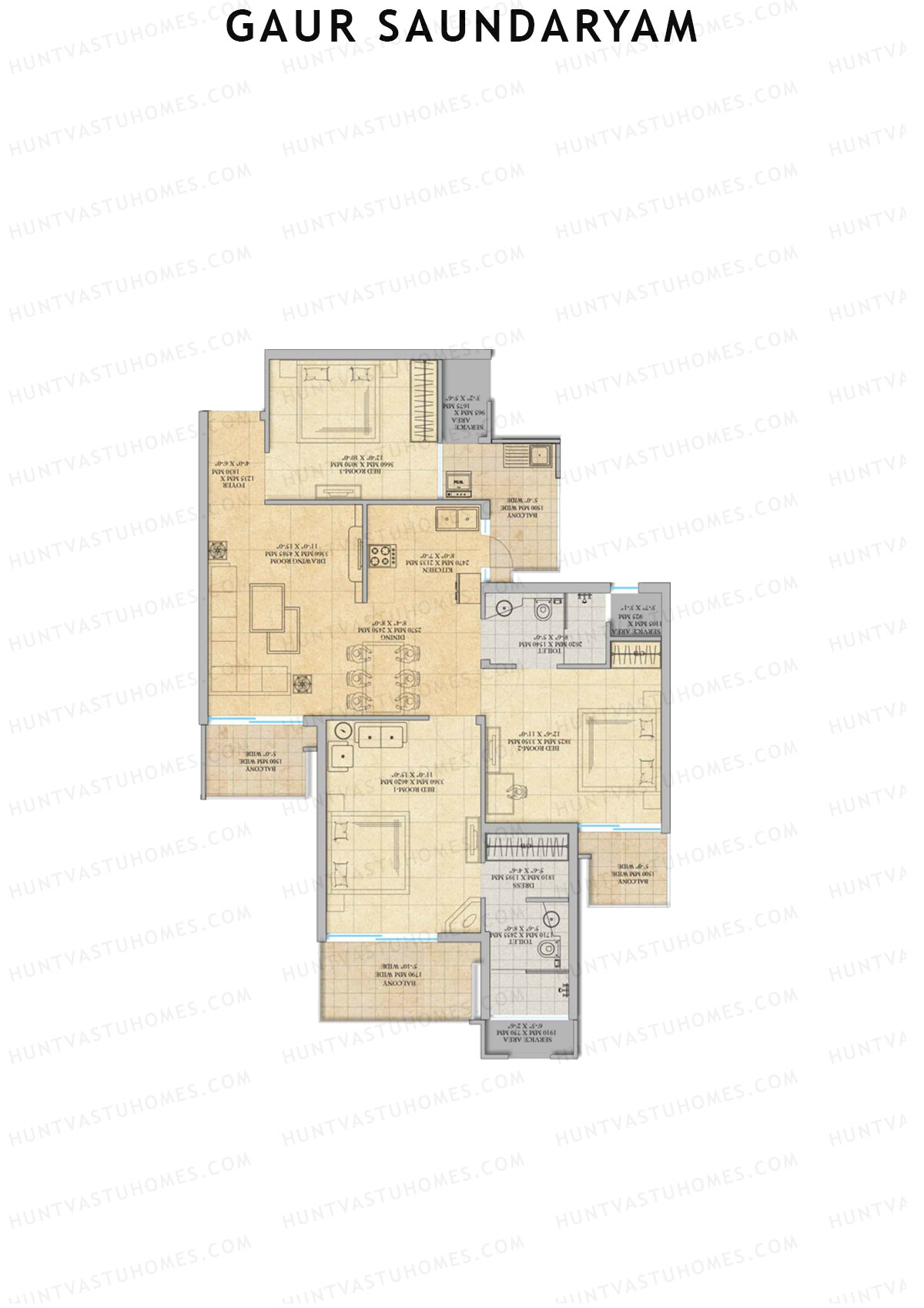 Gaur Saundaryam Magnolia Unit 52 (Type S6) Floor Plan