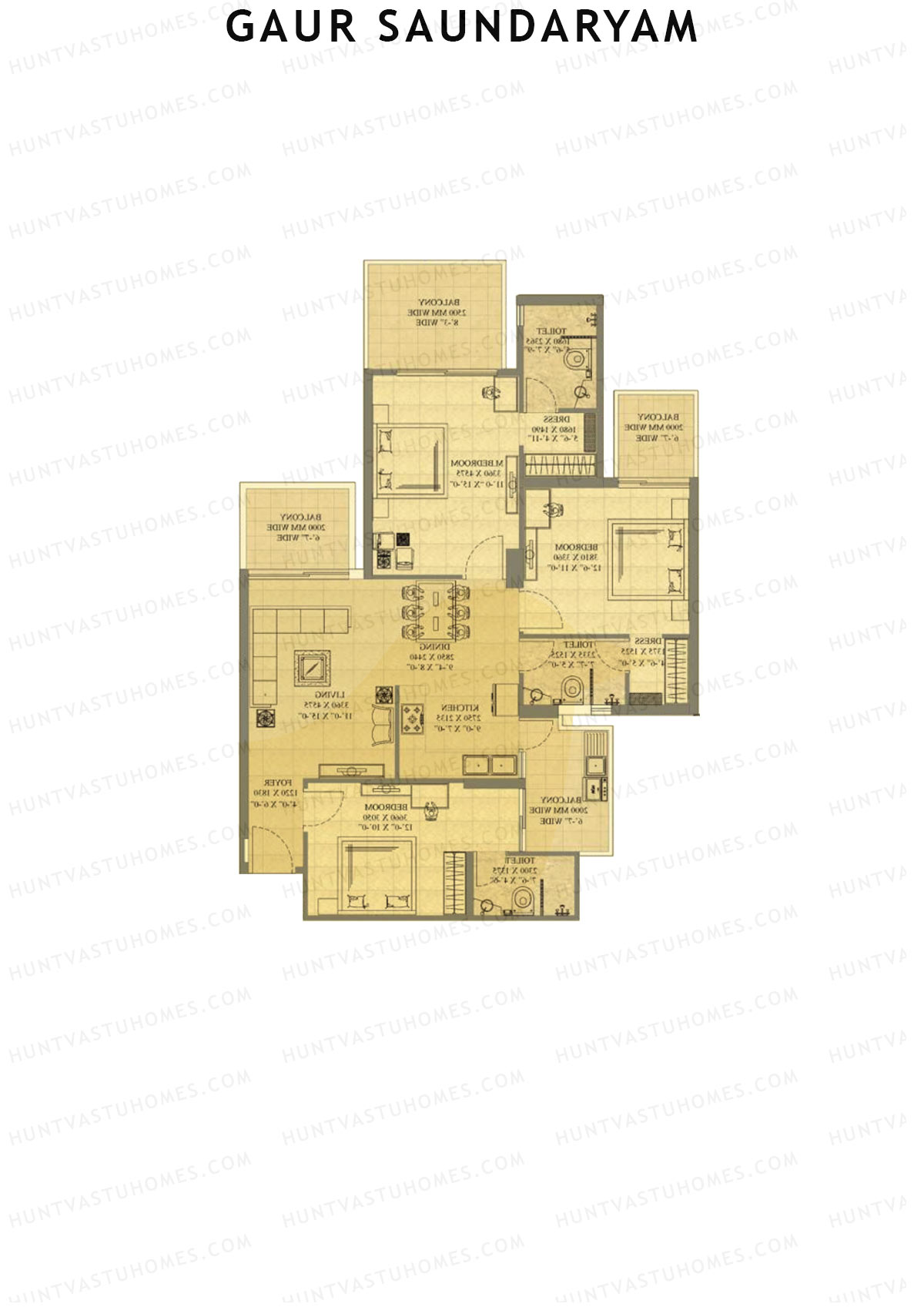 Gaur Saundaryam Orchid Unit 83 (Type S9) Floor Plan