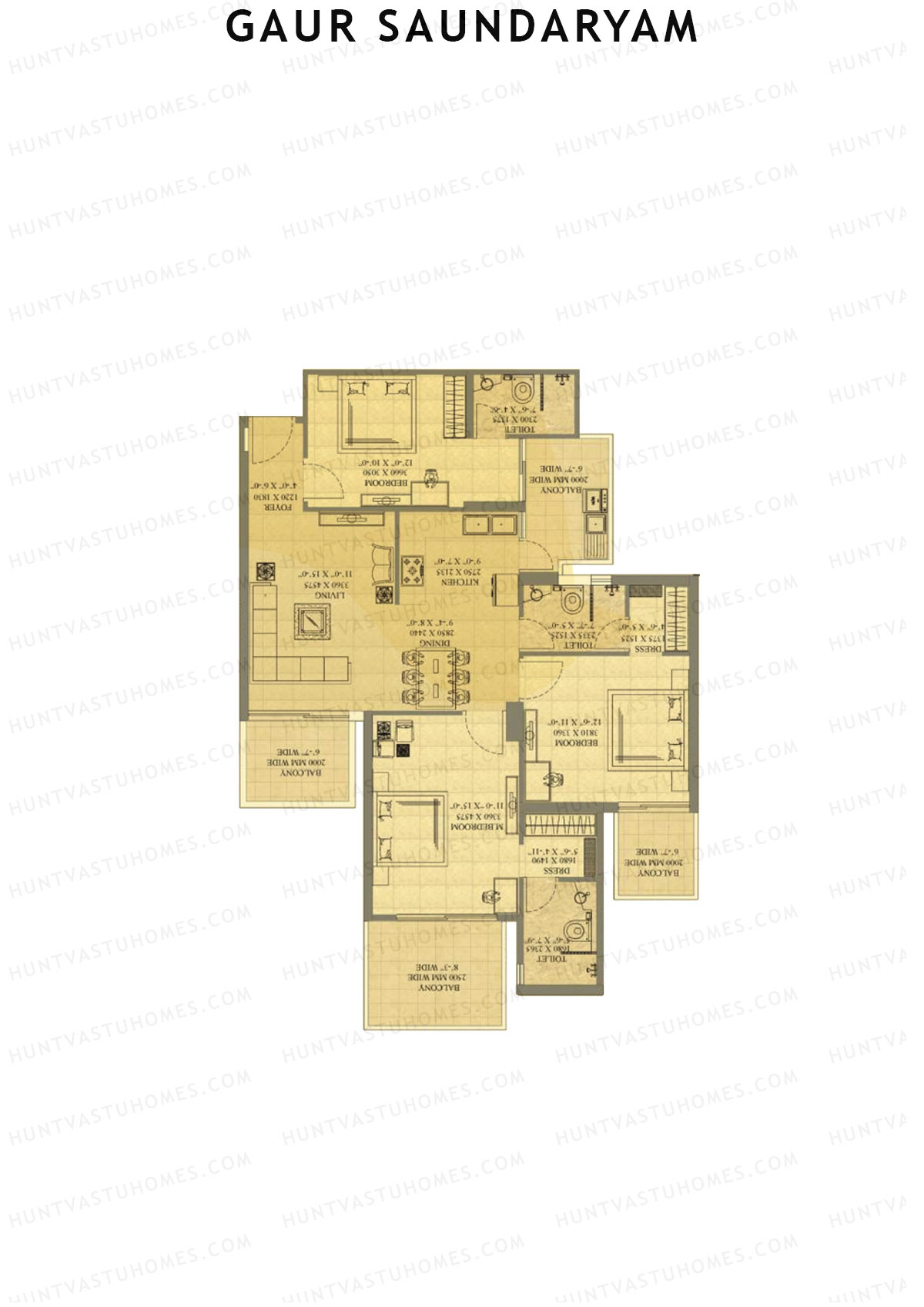 Gaur Saundaryam Orchid Unit 84 (Type S9) Floor Plan