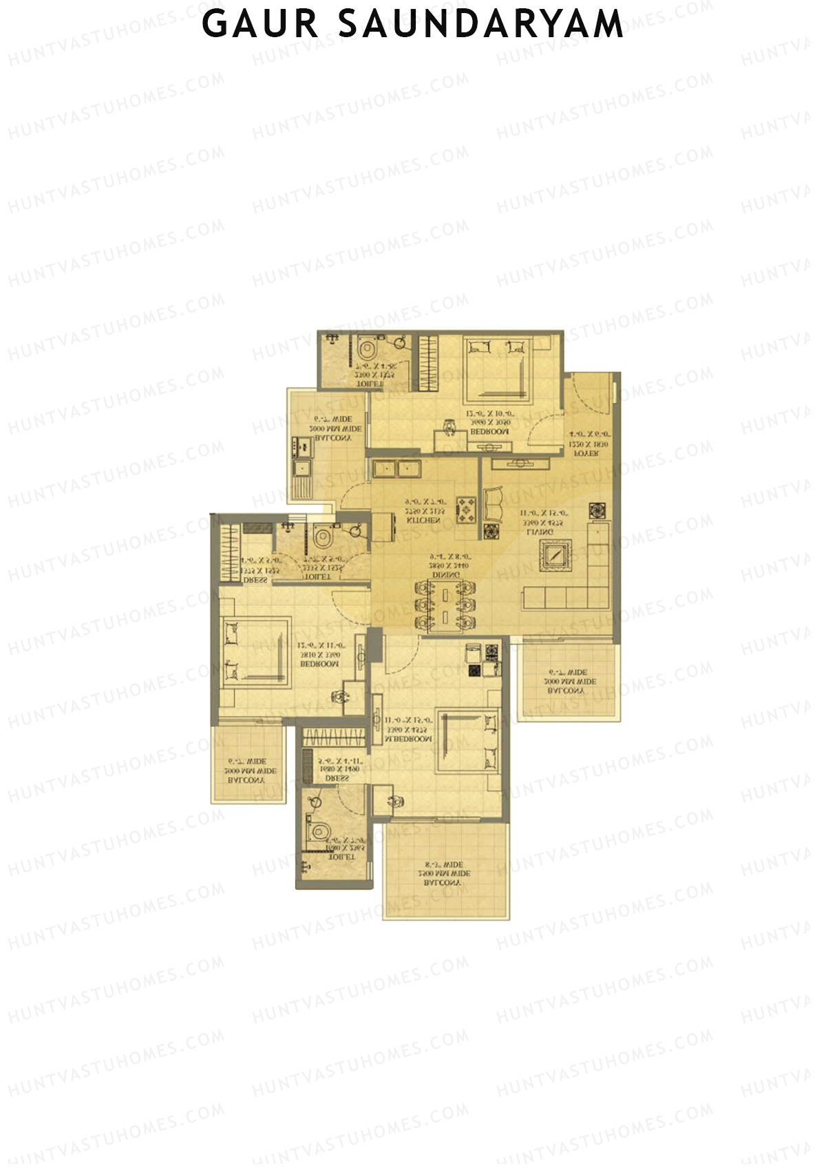 Gaur Saundaryam Orchid Unit 85 (Type S9) Floor Plan