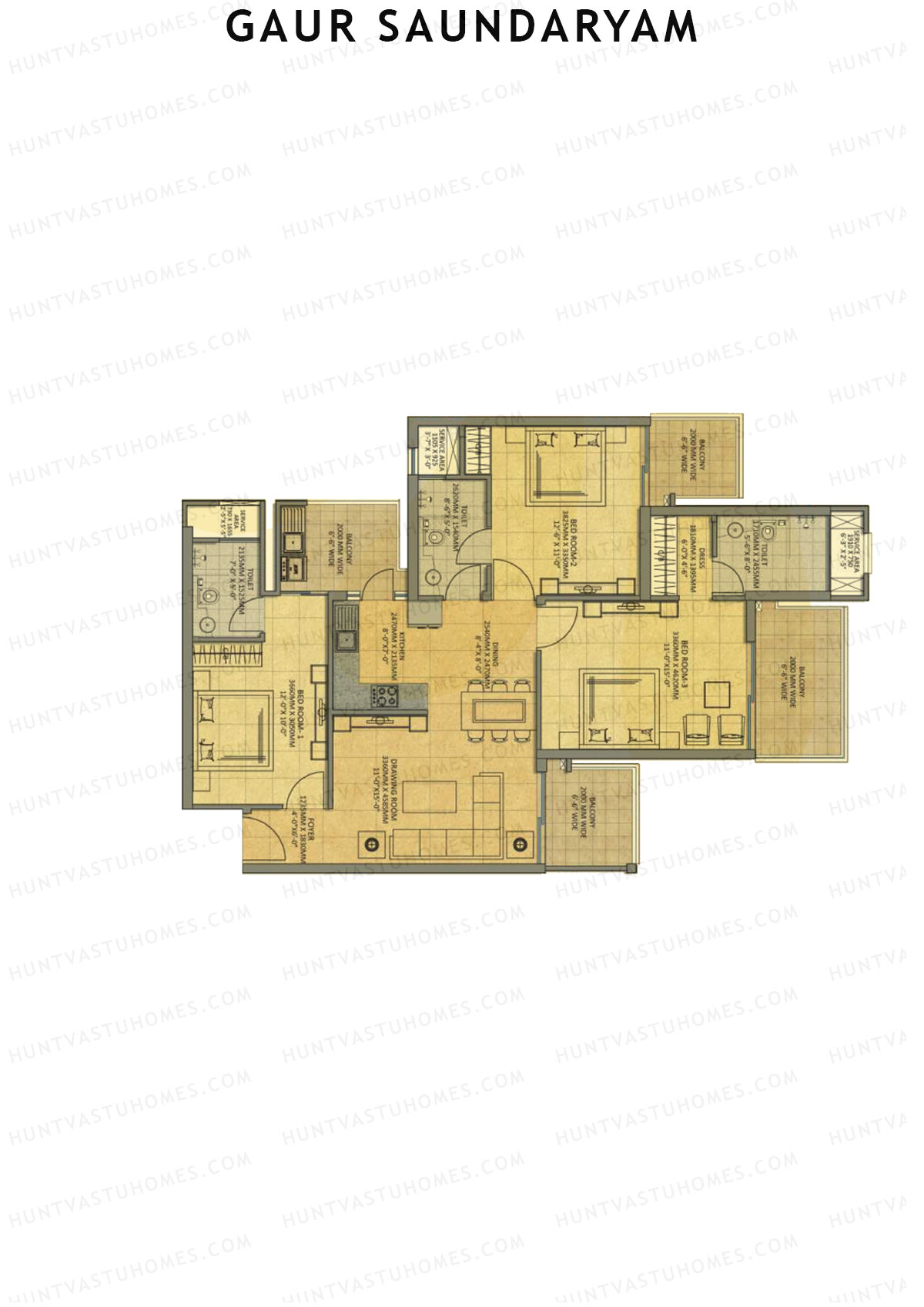 Gaur Saundaryam Tulip Unit 1 (Type S7) Floor Plan