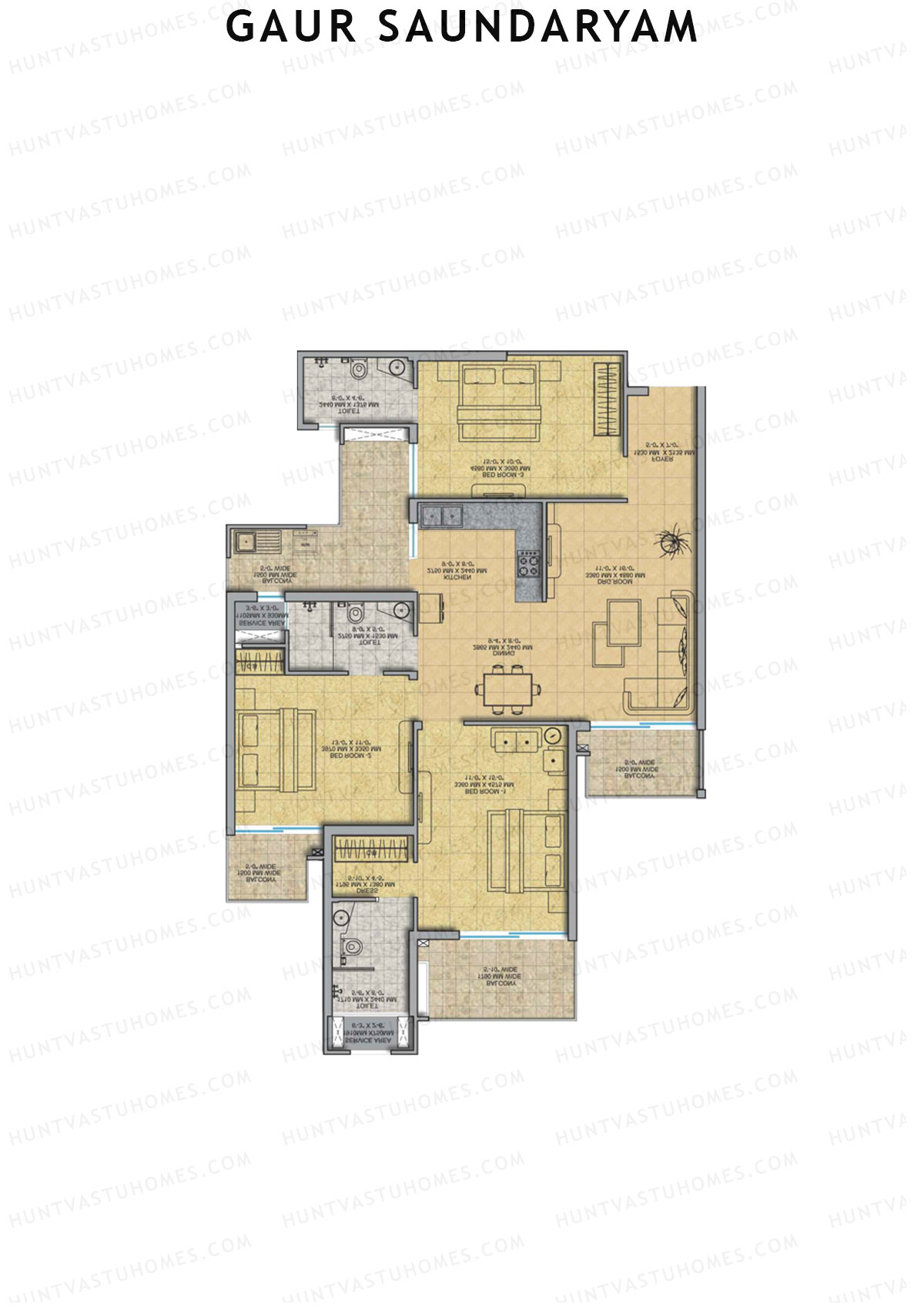 Gaur Saundaryam Wisteria Unit 59 (Type S5) Floor Plan