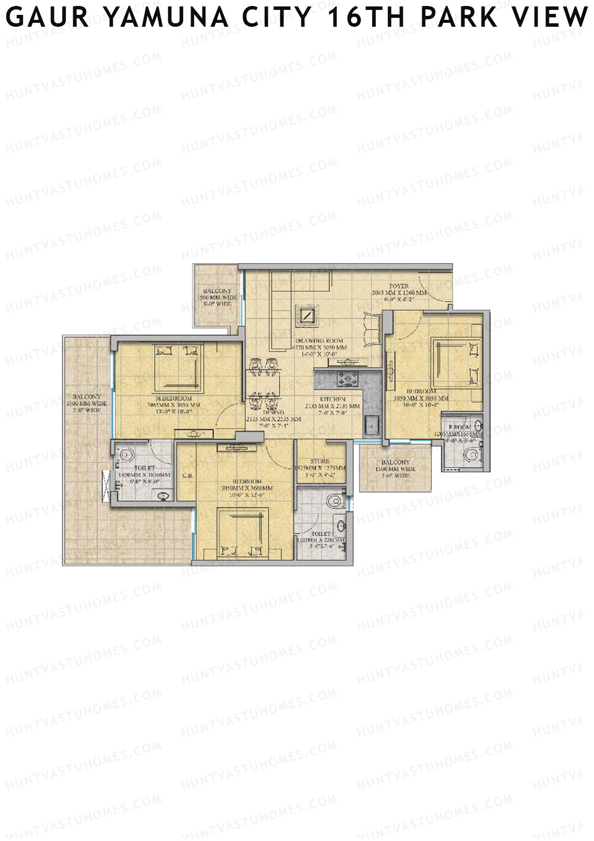 Gaur Yamuna City 16Th Park View Tower A Unit 4 (Type S3) Floor Plan