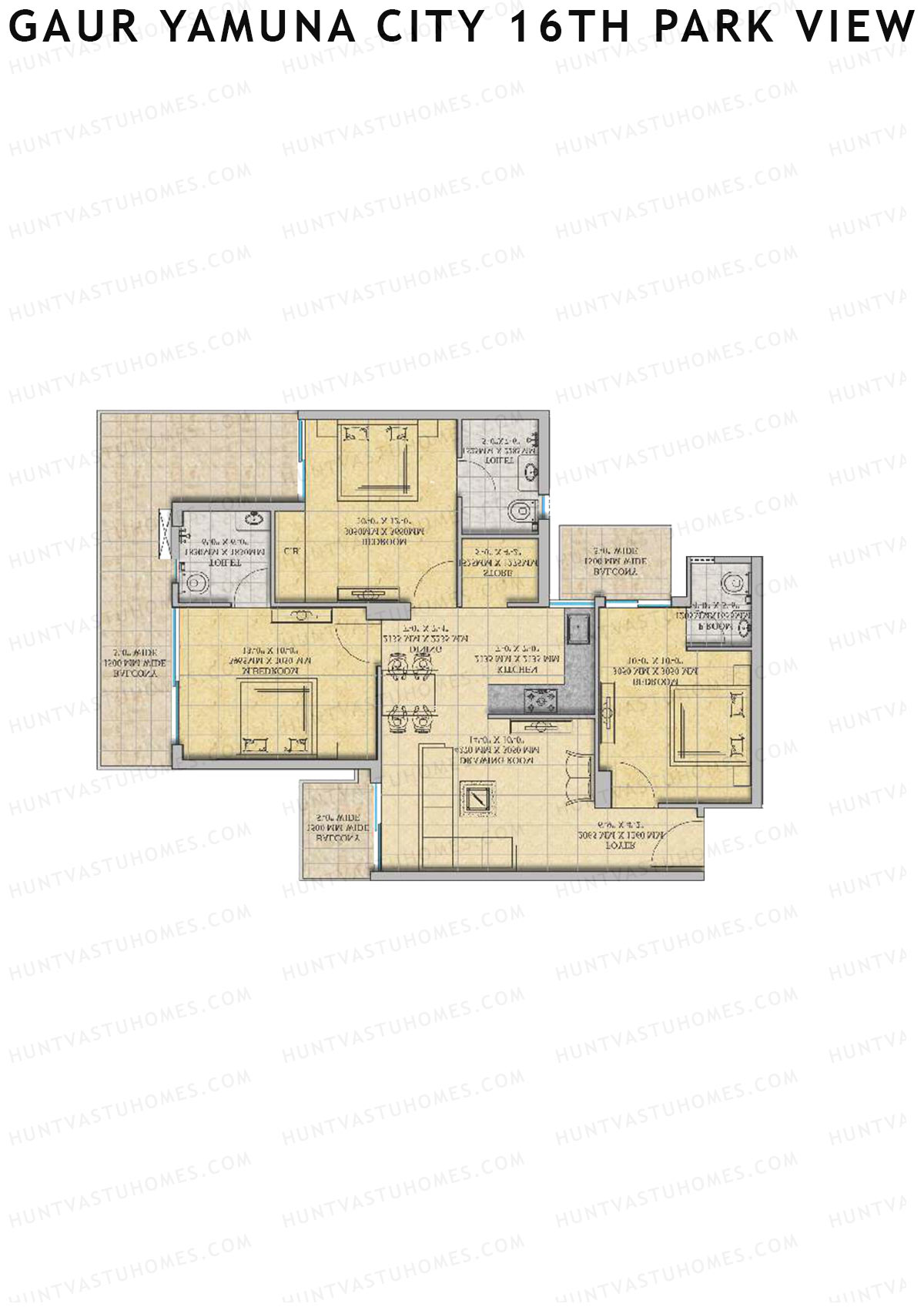 Gaur Yamuna City 16Th Park View Tower A Unit 5 (Type S3) Floor Plan