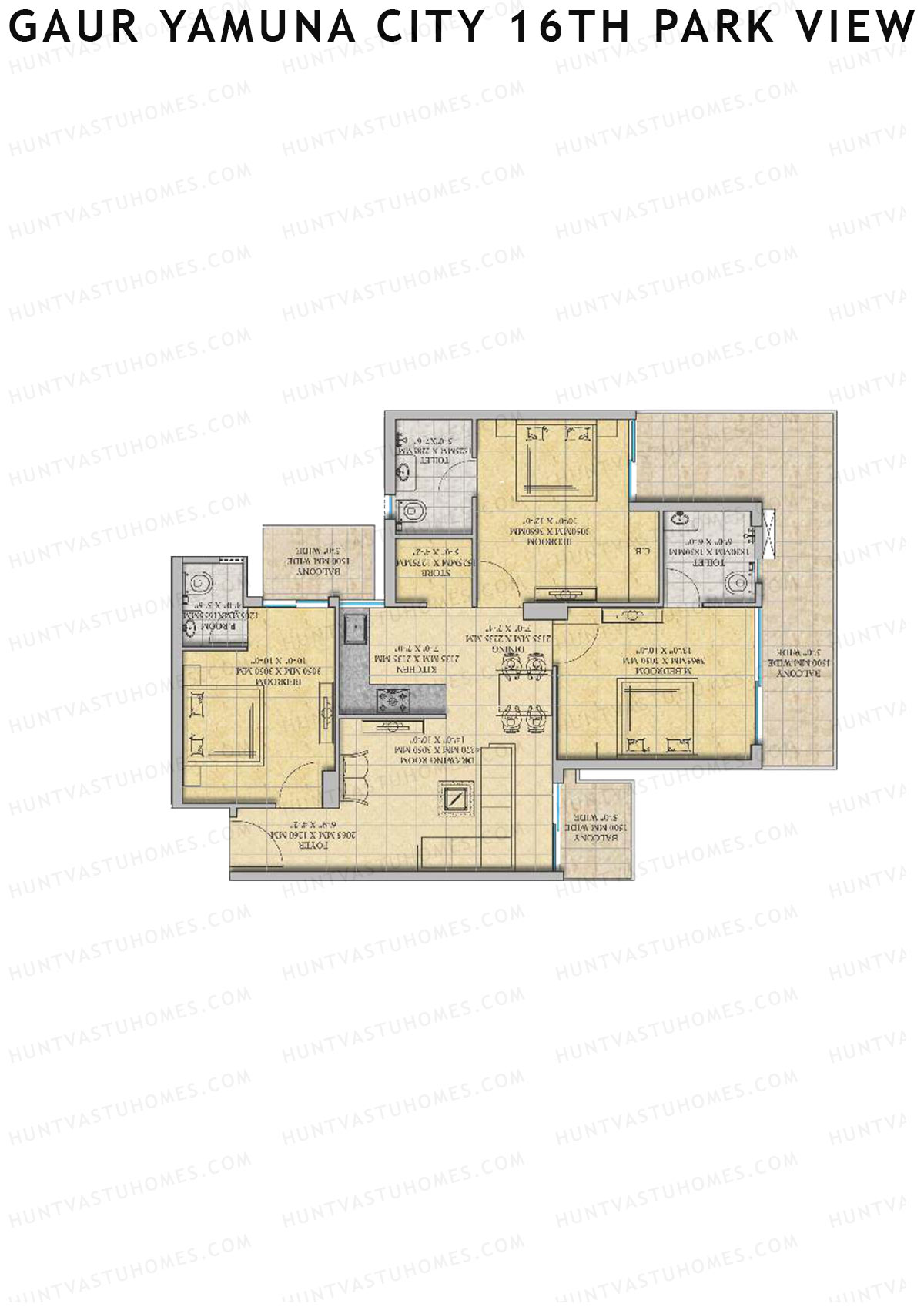 Gaur Yamuna City 16Th Park View Tower A Unit 7 (Type S3) Floor Plan