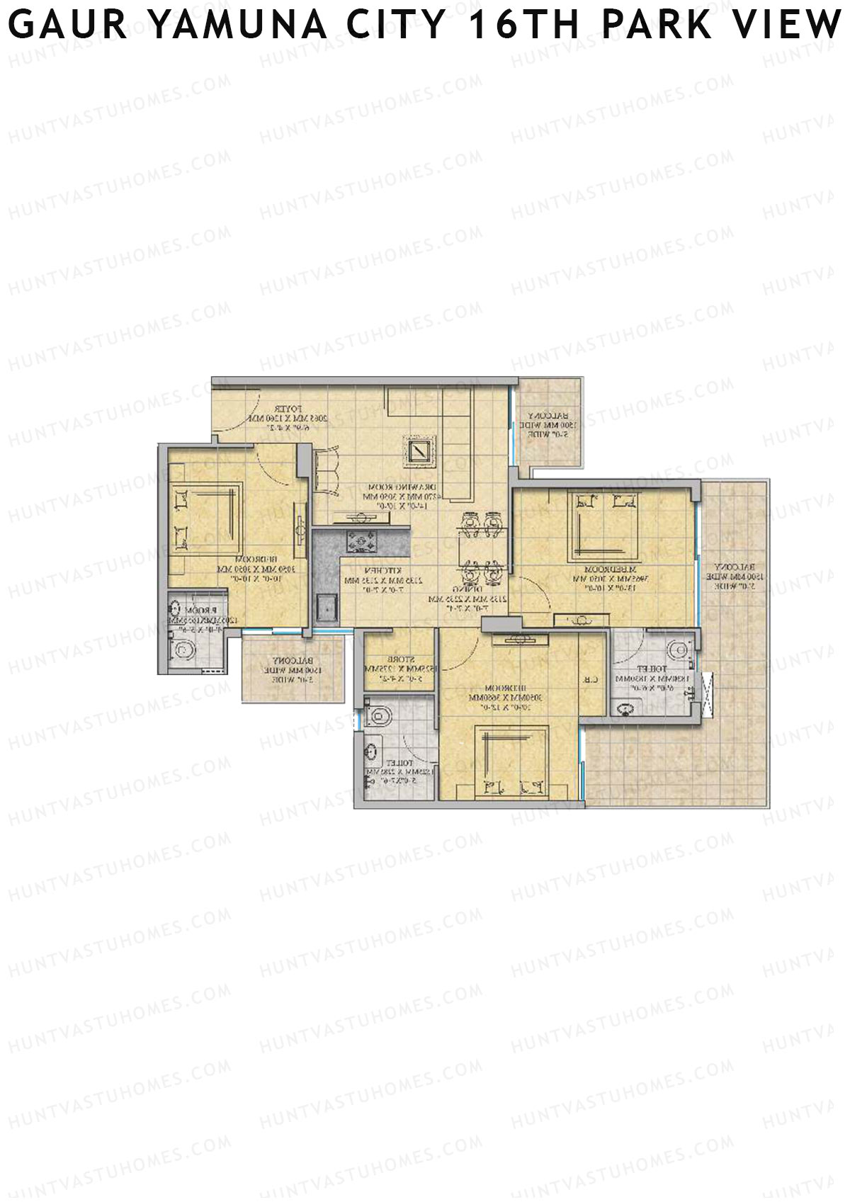 Gaur Yamuna City 16Th Park View Tower A Unit 8 (Type S3) Floor Plan