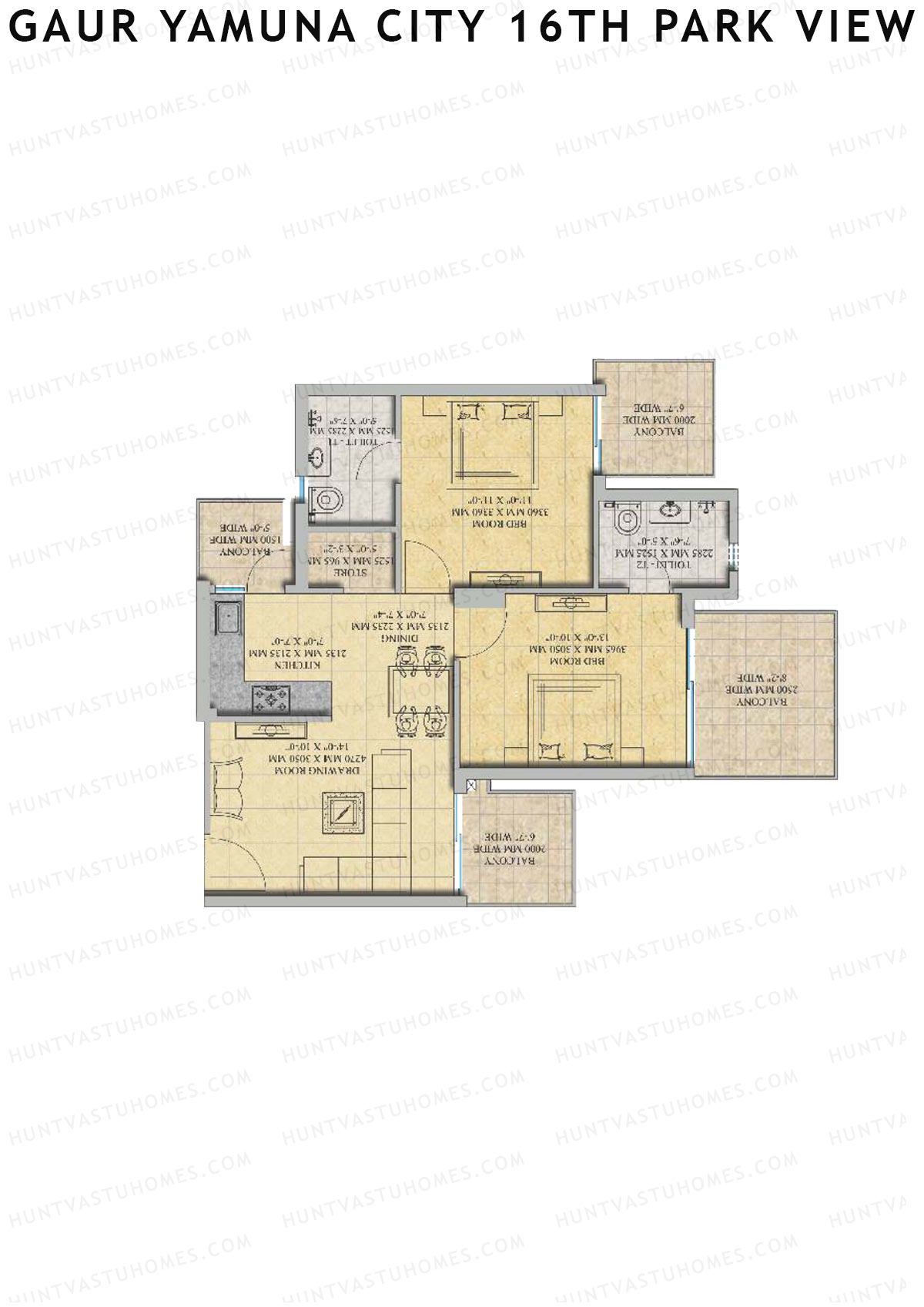 Gaur Yamuna City 16Th Park View Tower B Unit 9 (Type M1) Floor Plan